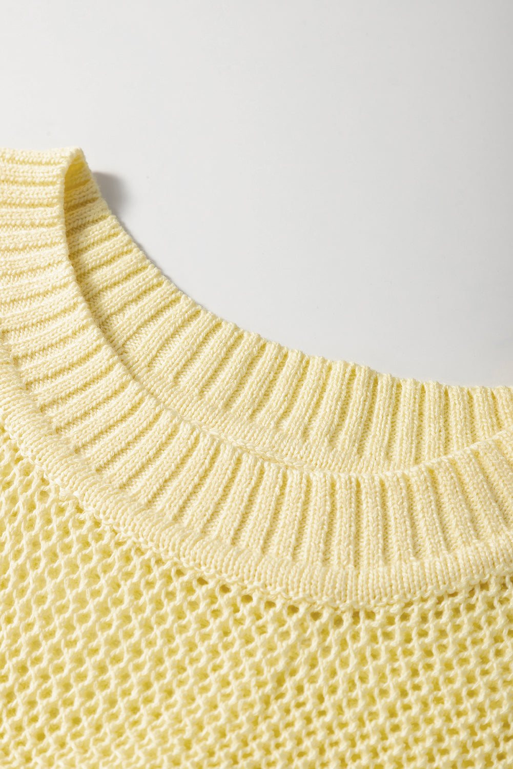 Yellow Solid Color Hollowed Knit Round Neck Sweater Vest-Sweaters & Cardigans/Sweater Vests-[Adult]-[Female]-2022 Online Blue Zone Planet