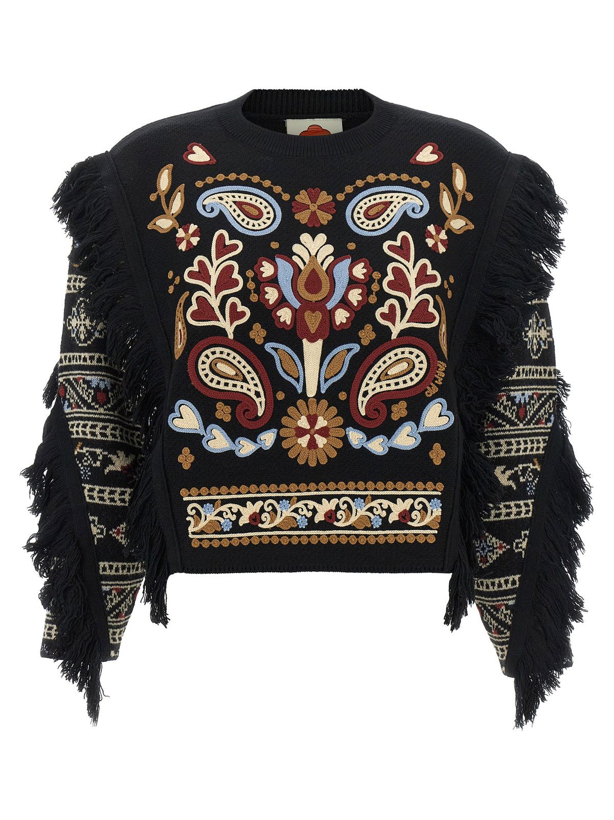 Farm Rio Cornely Embroidery Sweater-TOPS / DRESSES-[Adult]-[Female]-XXS-Black-2022 Online Blue Zone Planet