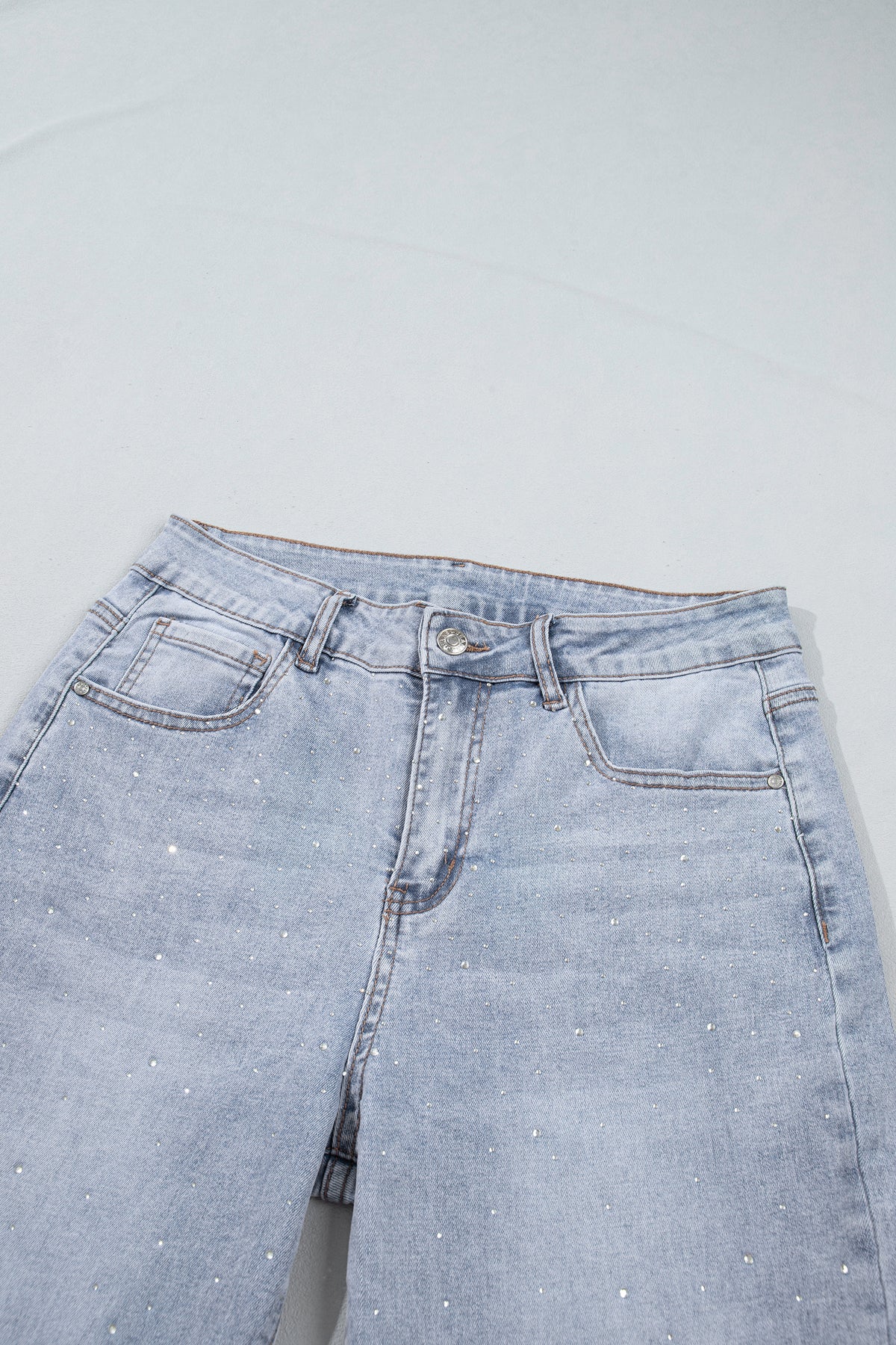 Beau Blue Sparkle Detail Western Casual Shift Jeans-Bottoms/Jeans-[Adult]-[Female]-2022 Online Blue Zone Planet