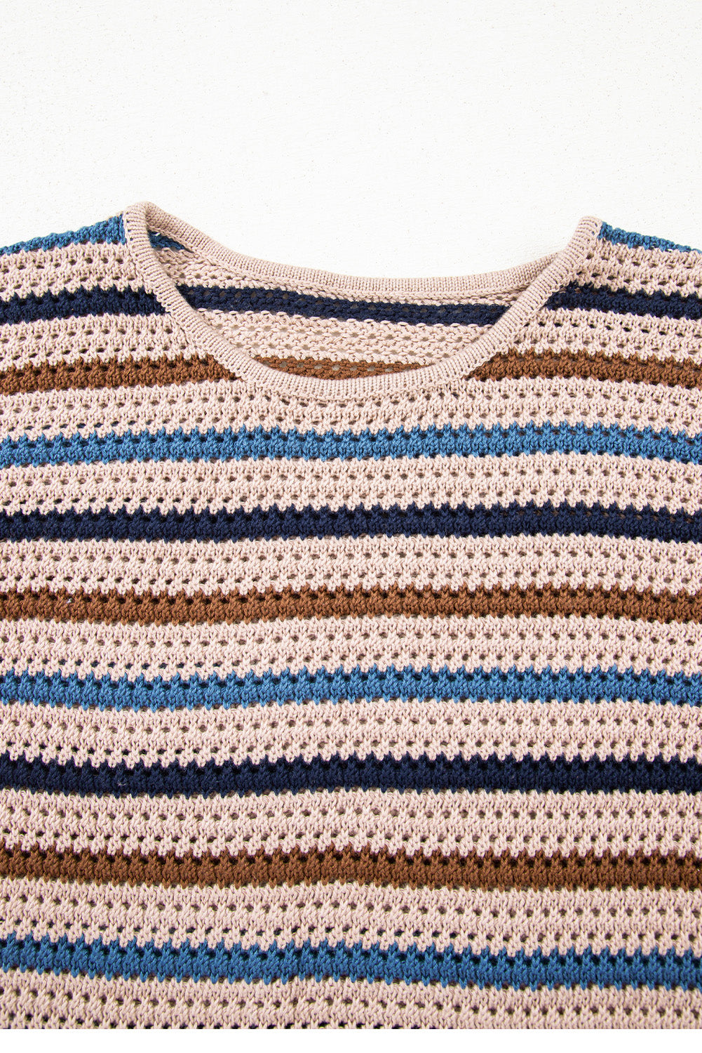 Multicolour Striped Knitted Drop Shoulder Round Neck Sweater-TOPS / DRESSES-[Adult]-[Female]-2022 Online Blue Zone Planet