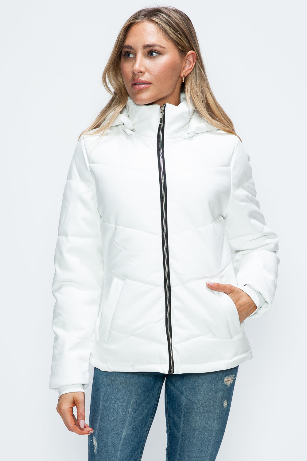 Blue Zone Planet | How Dare U Pocketed Zip Up Puffer Jacket with Removable Hood-TOPS / DRESSES-[Adult]-[Female]-2022 Online Blue Zone Planet