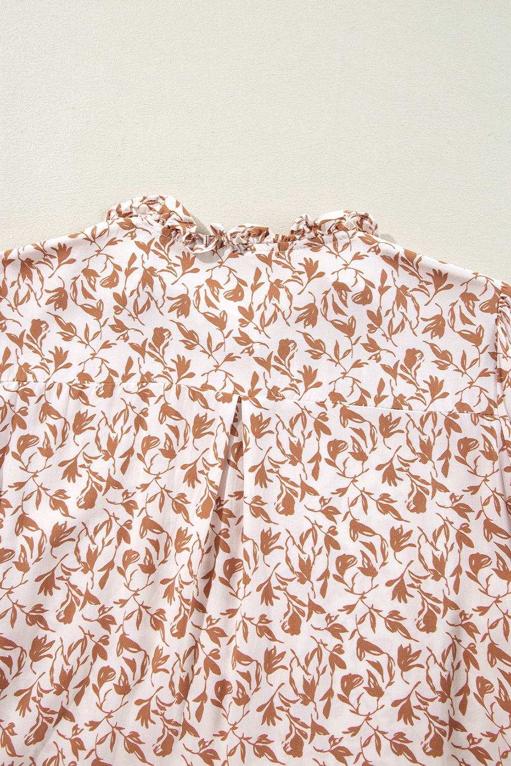 Yellow Printed Lace Detail Floral Puff Sleeve Fall Shirt-Tops/Blouses & Shirts-[Adult]-[Female]-2022 Online Blue Zone Planet