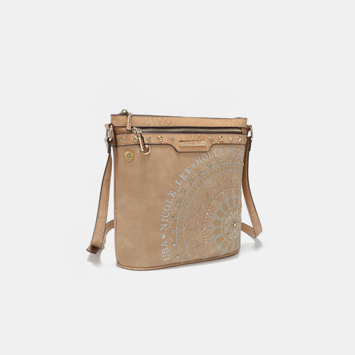 Blue Zone Planet | Nicole Lee USA Metallic Stitching Embroidery Inlaid Rhinestone Crossbody Bag-TOPS / DRESSES-[Adult]-[Female]-2022 Online Blue Zone Planet