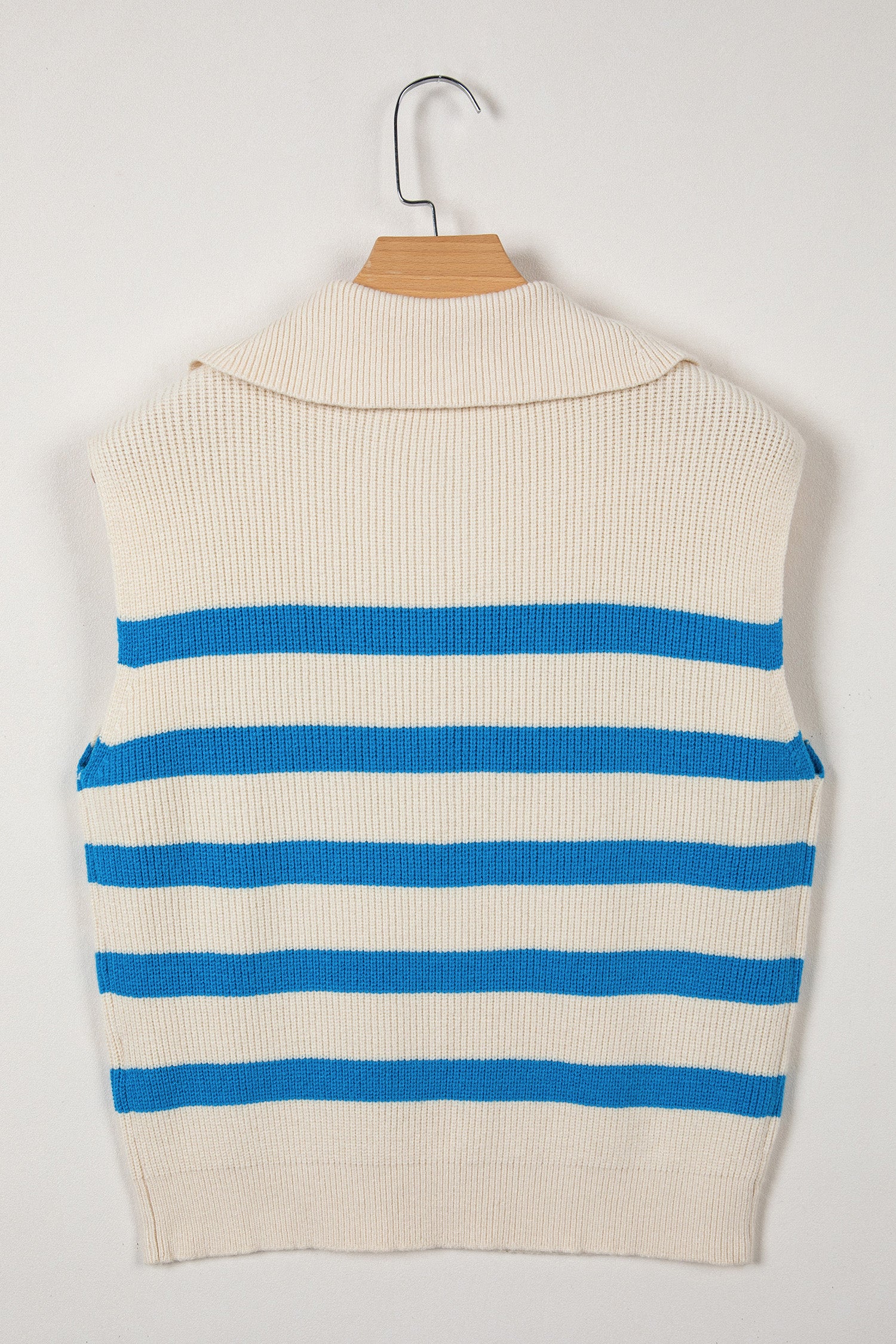 Light Blue Ribbed Half Zip Collared Sweater Vest-Sweaters & Cardigans/Sweater Vests-[Adult]-[Female]-2022 Online Blue Zone Planet