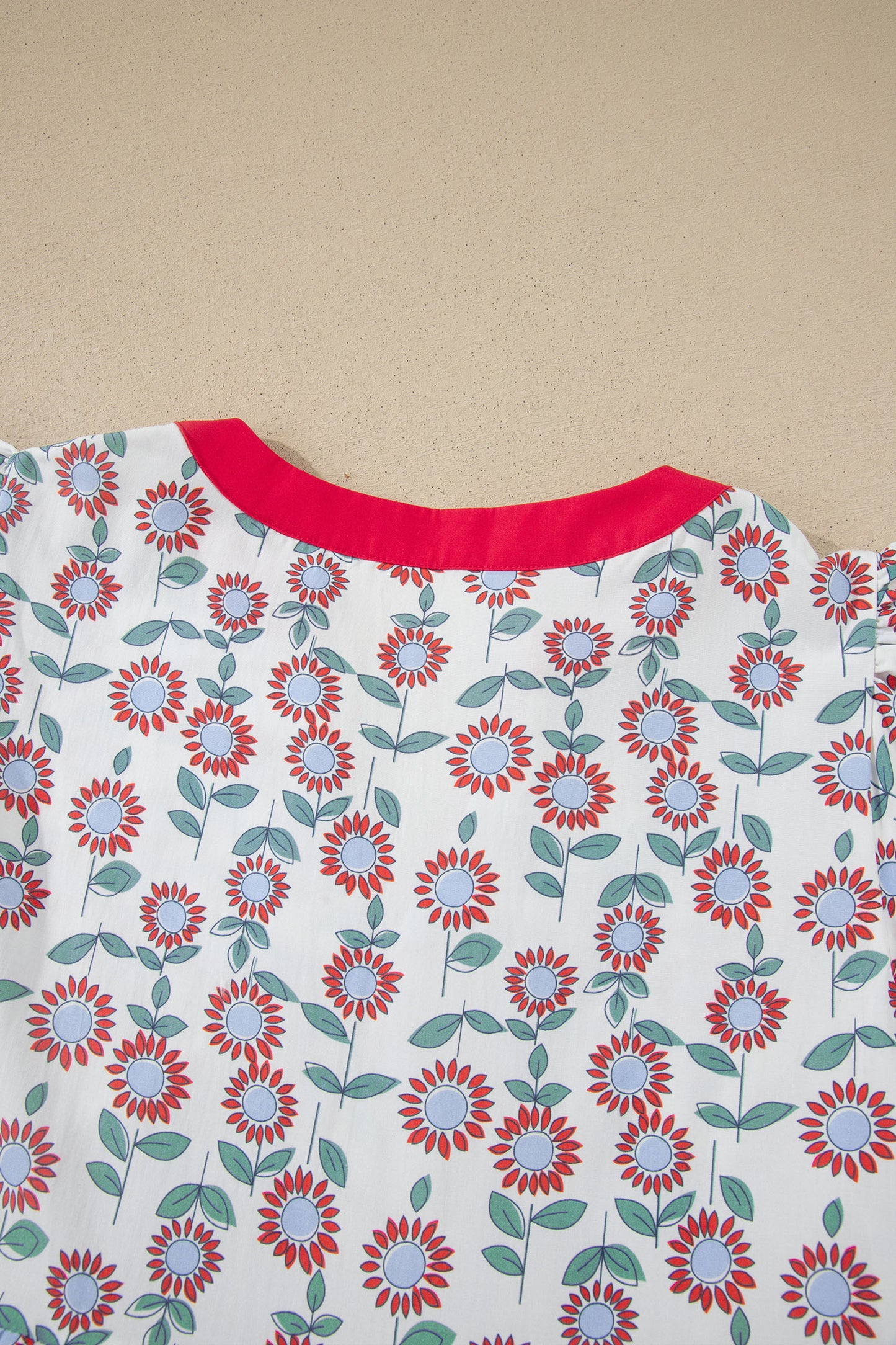 Sky Blue Floral Print Contrast Trim Flutter Sleeve Mini Dress-TOPS / DRESSES-[Adult]-[Female]-2022 Online Blue Zone Planet
