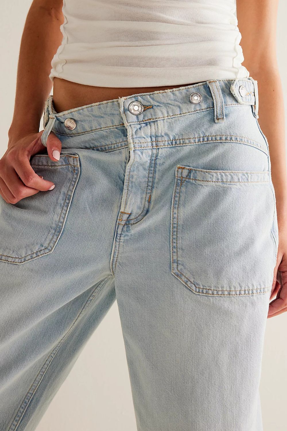 Washed Wide Leg Jeans with Pockets-BOTTOMS-[Adult]-[Female]-2022 Online Blue Zone Planet