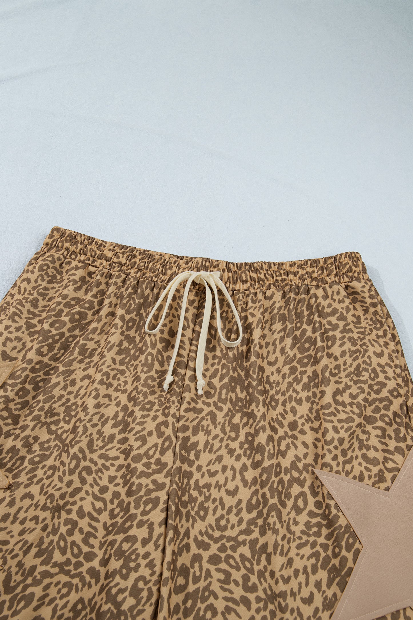 Khaki Plus Size Leopard Print Western Star Patched Jogger Pants-Plus Size/Plus Size Bottoms-[Adult]-[Female]-2022 Online Blue Zone Planet