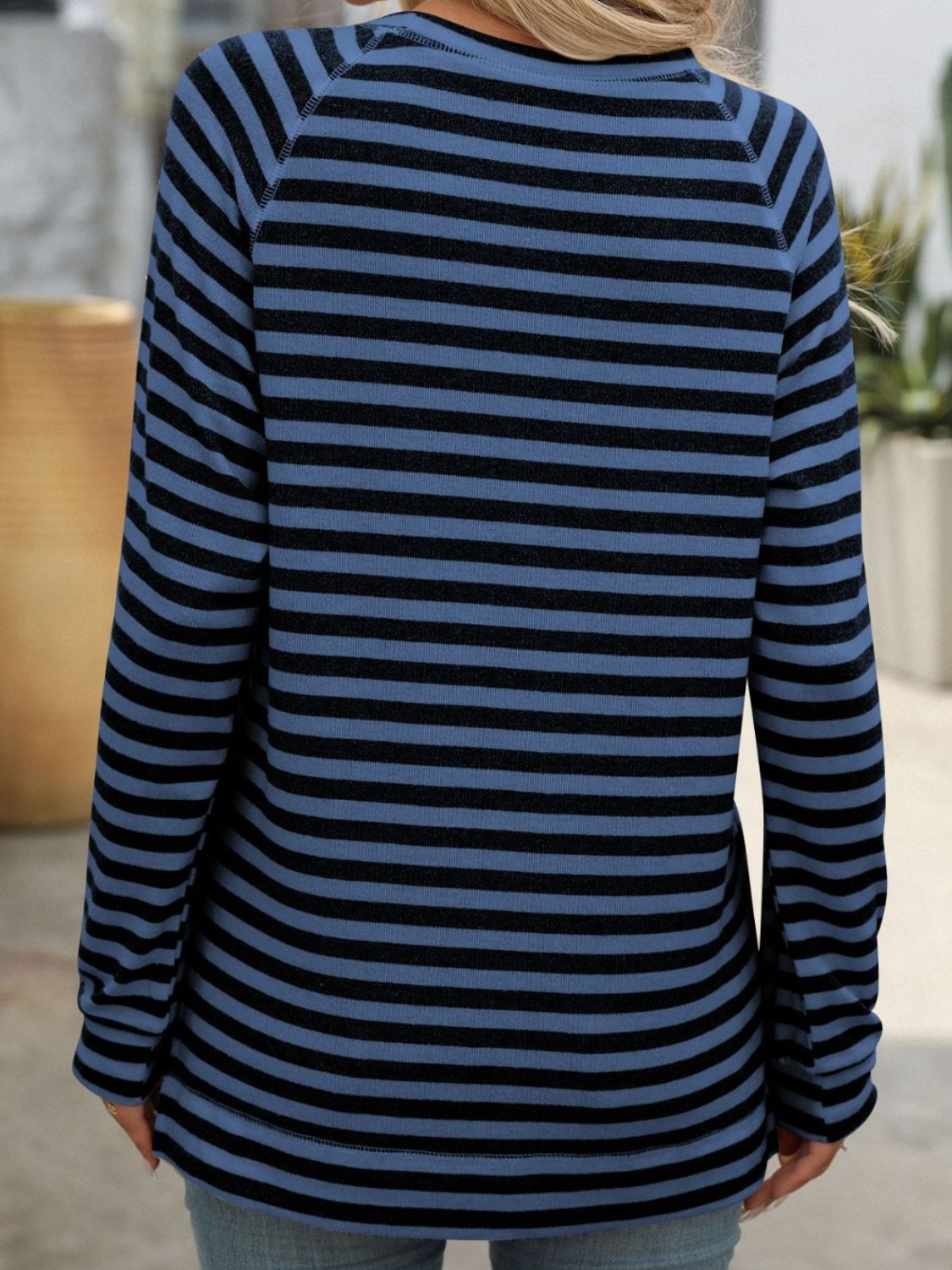 Blue Zone Planet | Mandy Striped Round Neck Long Sleeve T-Shirt-TOPS / DRESSES-[Adult]-[Female]-2022 Online Blue Zone Planet