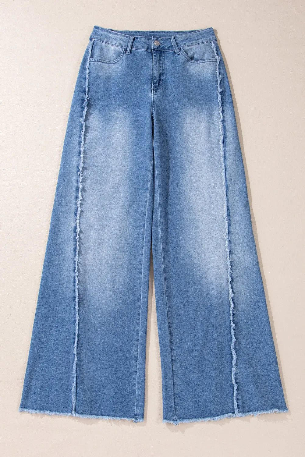 Raw Hem Wide Leg Jeans with Pockets-[Adult]-[Female]-2022 Online Blue Zone Planet