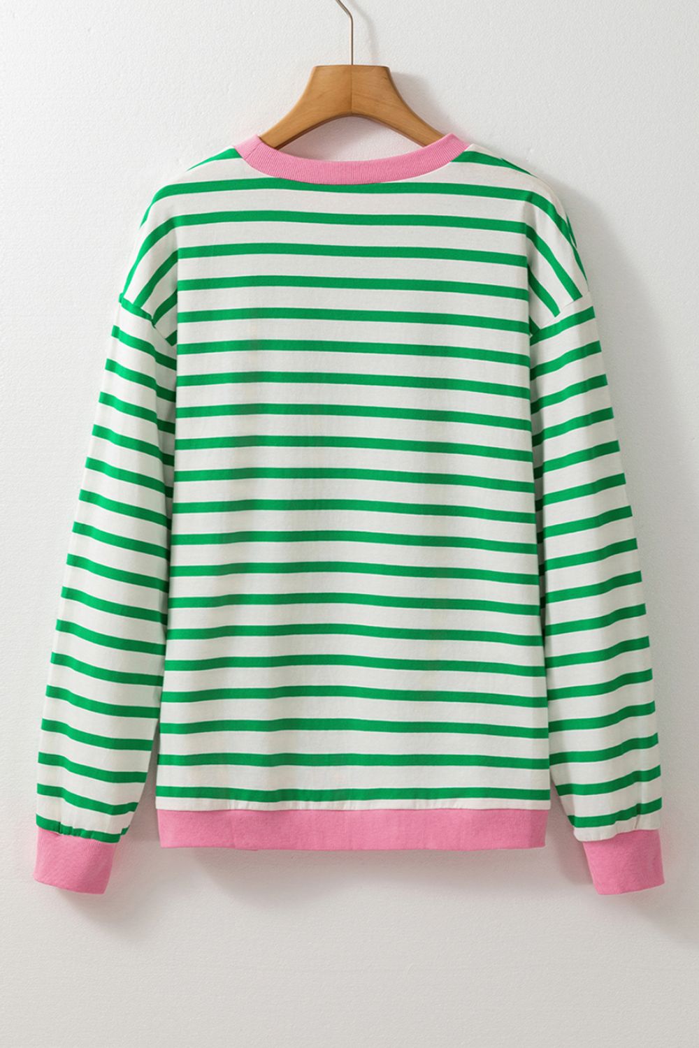 Striped Lucky Clover Long Sleeve Sweatshirt-TOPS / DRESSES-[Adult]-[Female]-2022 Online Blue Zone Planet