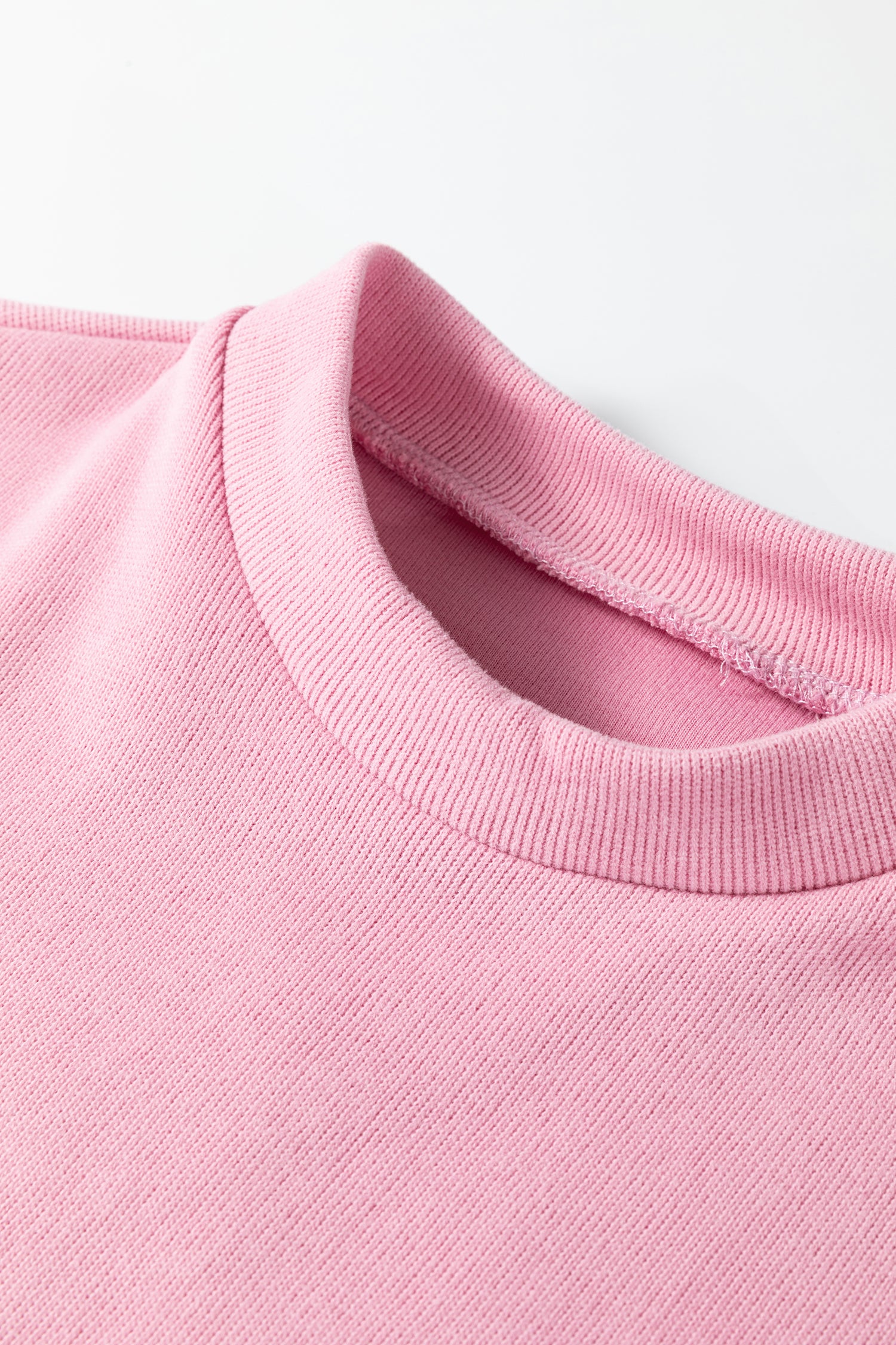 Pink Textured Knit High Neck Loose Tee Elastic Waist Loose Pant Set-Two Piece Sets/Pant Sets-[Adult]-[Female]-2022 Online Blue Zone Planet
