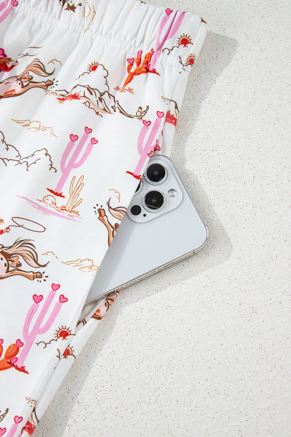 Blue Zone Planet | White Cowgirl Country Print Pajamas Set-Loungewear & Sleepwear/Sleepwear-[Adult]-[Female]-2022 Online Blue Zone Planet