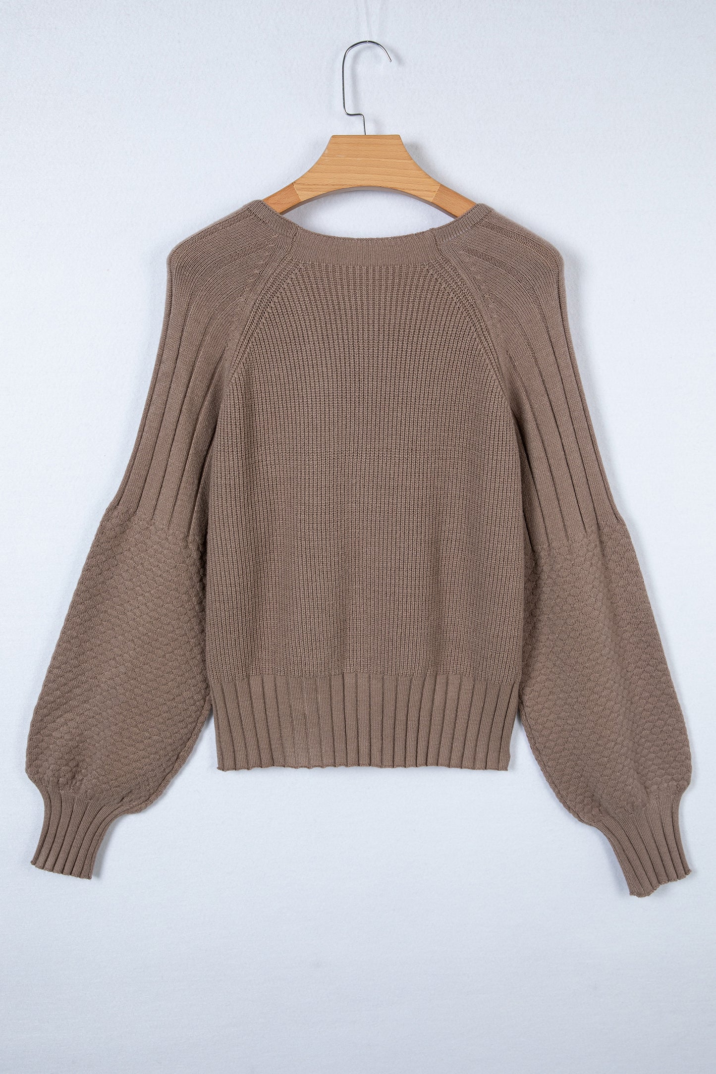 Goat Mixed Texture Knit Button V Neck Sweater Cardigan-TOPS / DRESSES-[Adult]-[Female]-2022 Online Blue Zone Planet