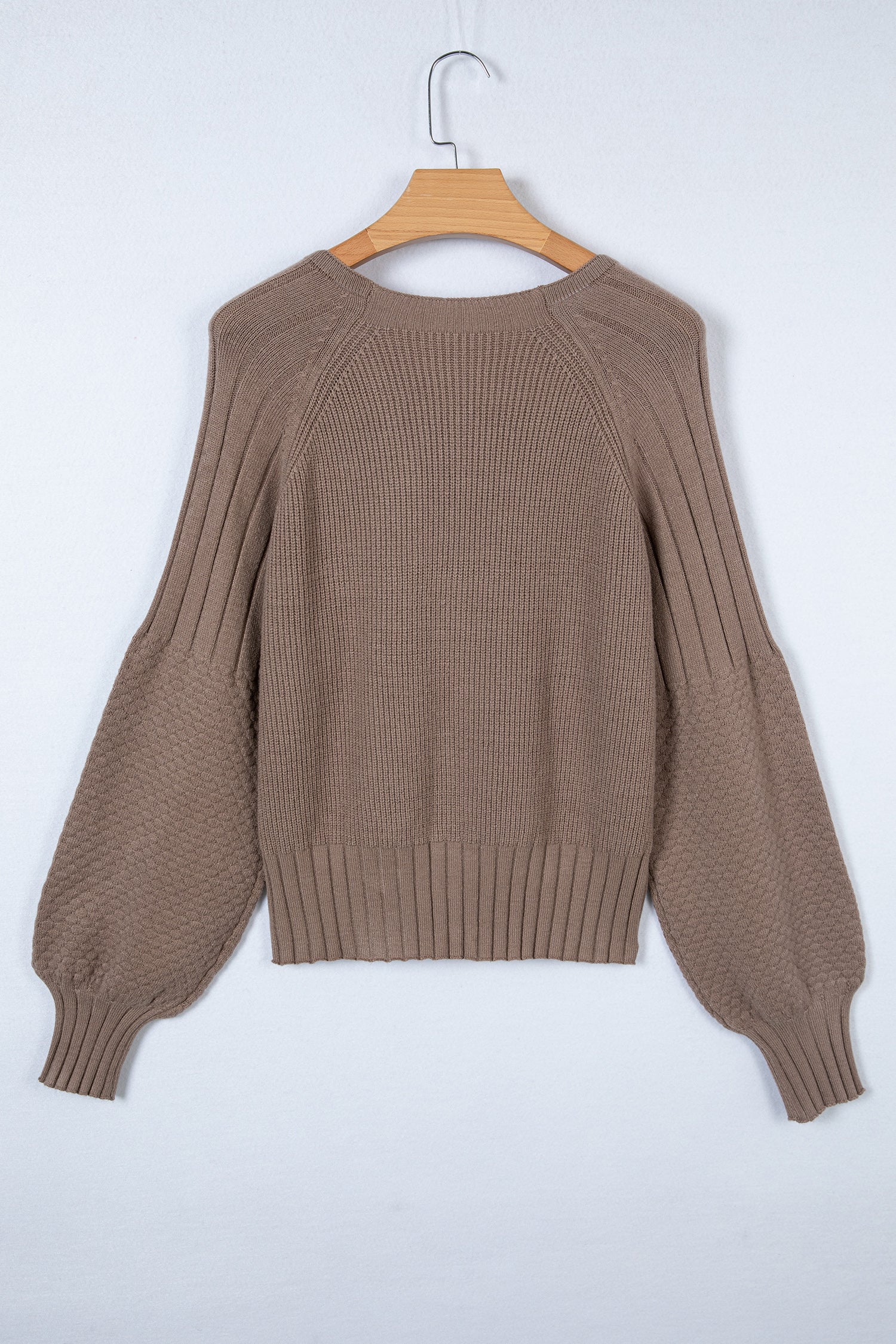 Goat Mixed Texture Knit Button V Neck Sweater Cardigan-TOPS / DRESSES-[Adult]-[Female]-2022 Online Blue Zone Planet