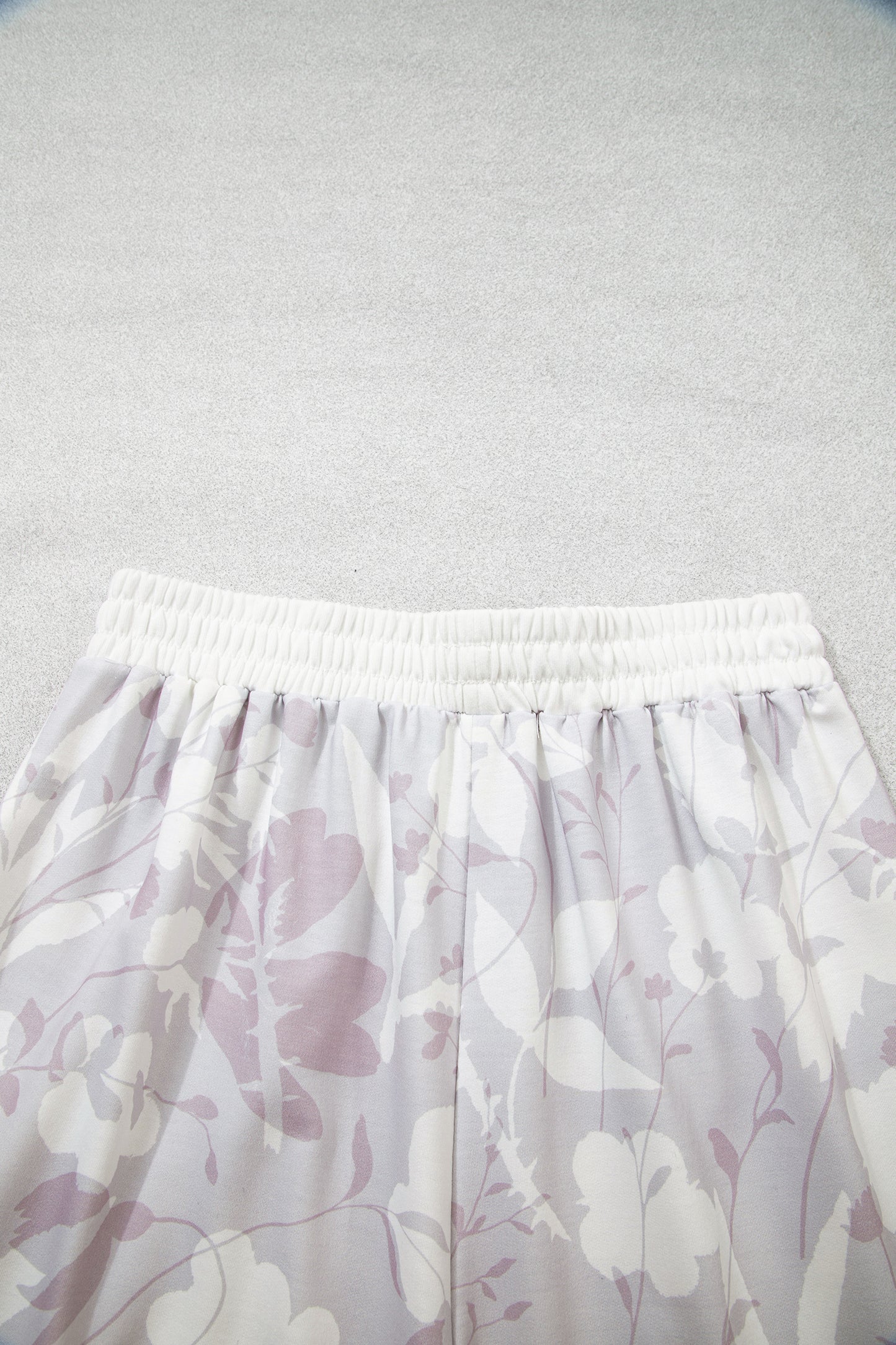 Gray Floral Print Wide Leg Ankle-Length Elastic Waistband Pants-Bottoms/Pants & Culotte-[Adult]-[Female]-2022 Online Blue Zone Planet