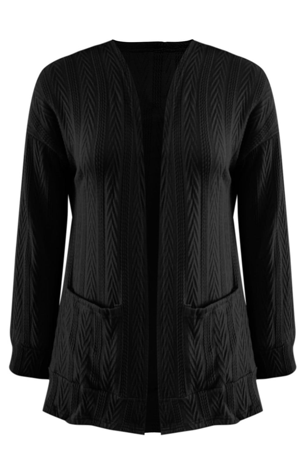 Full Size Textured Open Front Long Sleeve Cardigan-TOPS / DRESSES-[Adult]-[Female]-2022 Online Blue Zone Planet