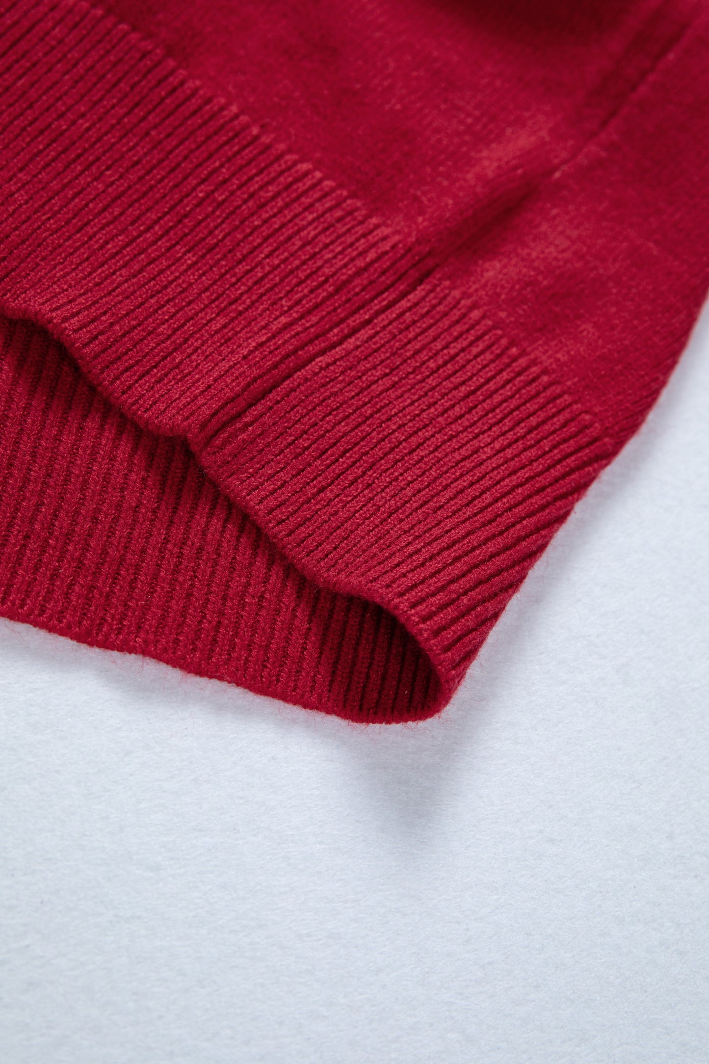 Racing Red Lace Trim Patchwork Buttoned Cuffs Loose Sweater-TOPS / DRESSES-[Adult]-[Female]-2022 Online Blue Zone Planet