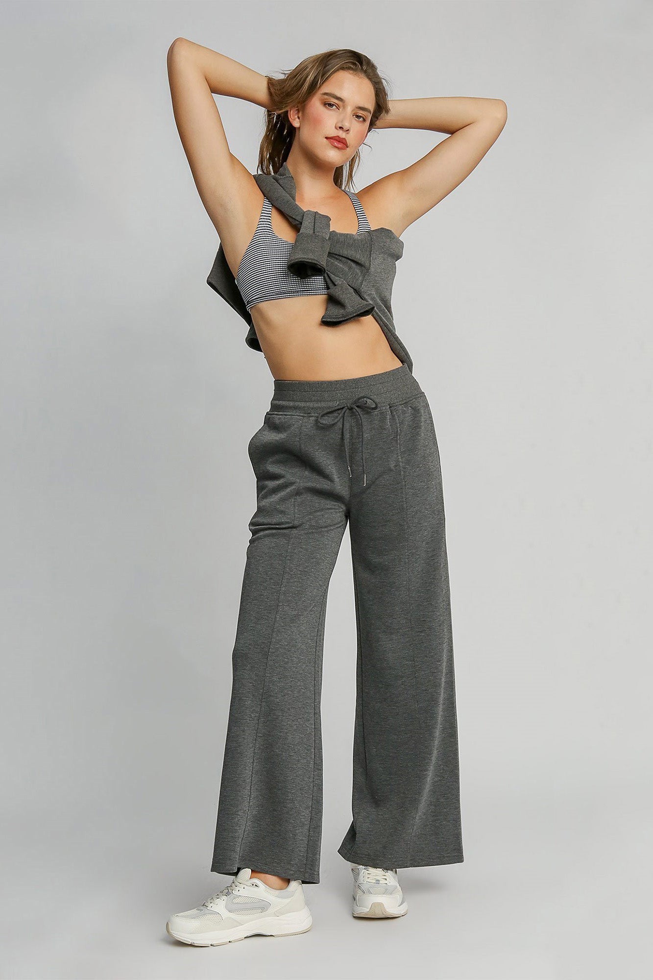 Umgee Full Size Drawstring Wide Leg Pants with Pockets-BOTTOMS SIZES SMALL MEDIUM LARGE-[Adult]-[Female]-2022 Online Blue Zone Planet