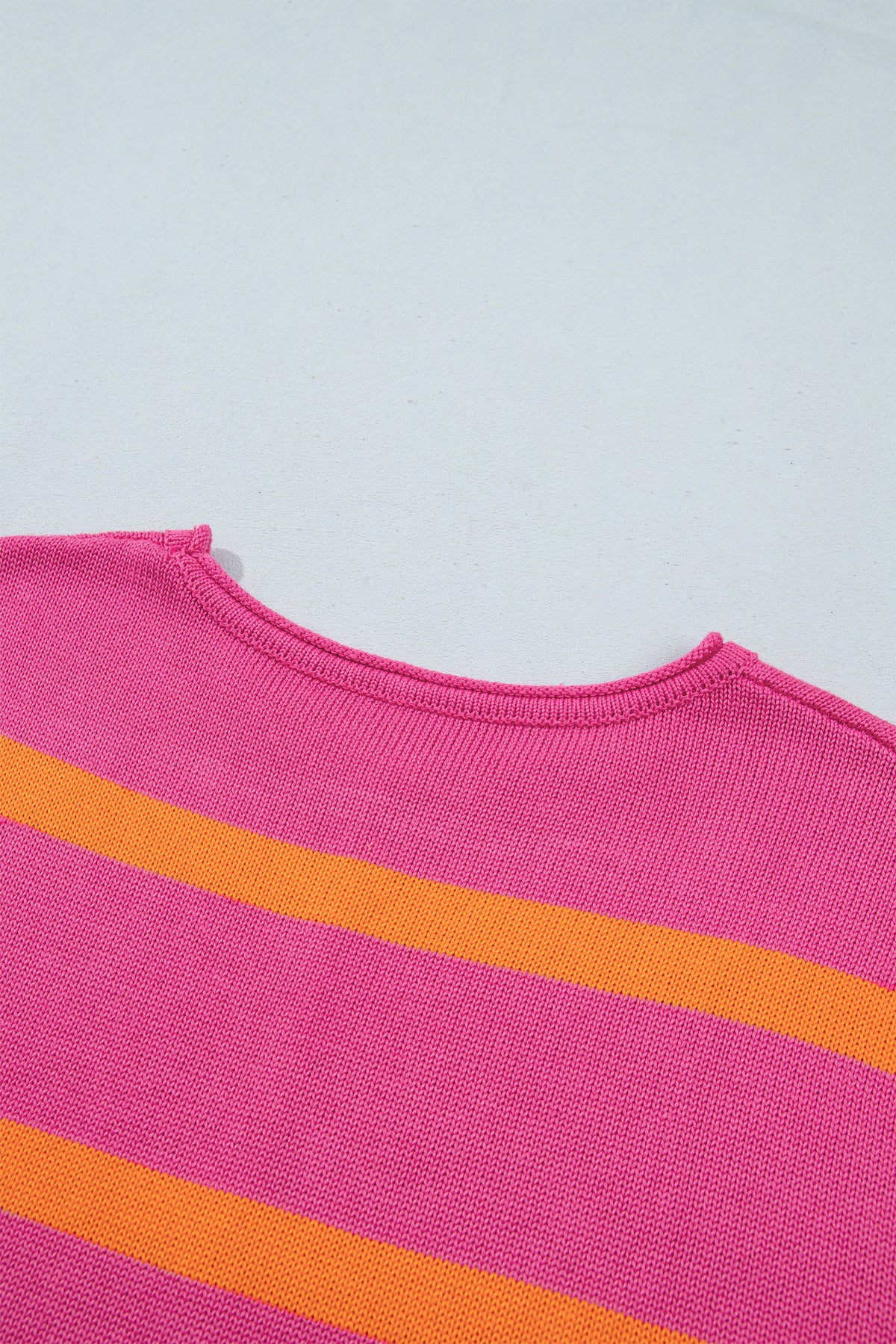 Rose Stripe Knit Western Short Sleeve Sweater-TOPS / DRESSES-[Adult]-[Female]-2022 Online Blue Zone Planet