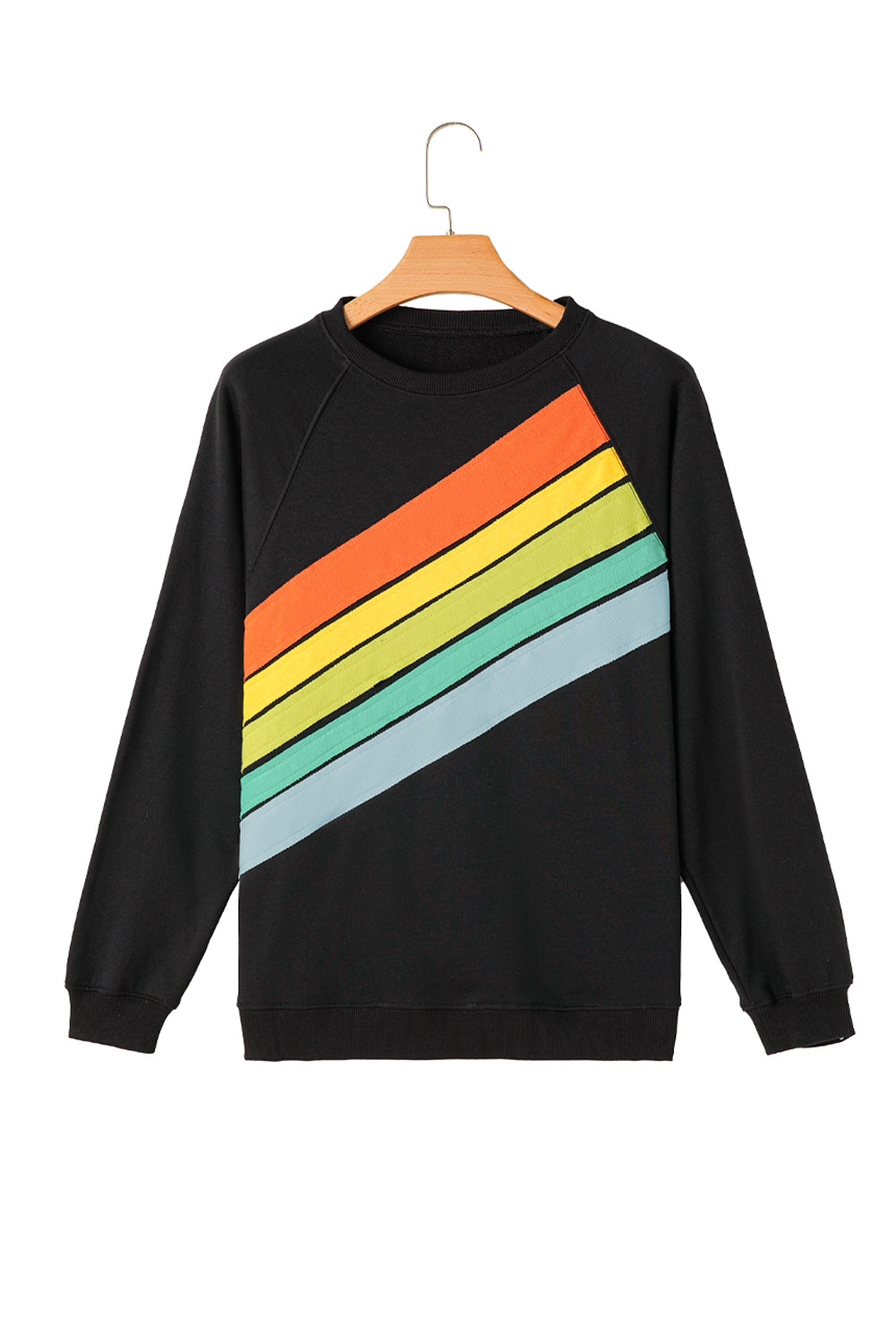 Blue Zone Planet |  Black Rainbow Colorblock Pullover Sweatshirt