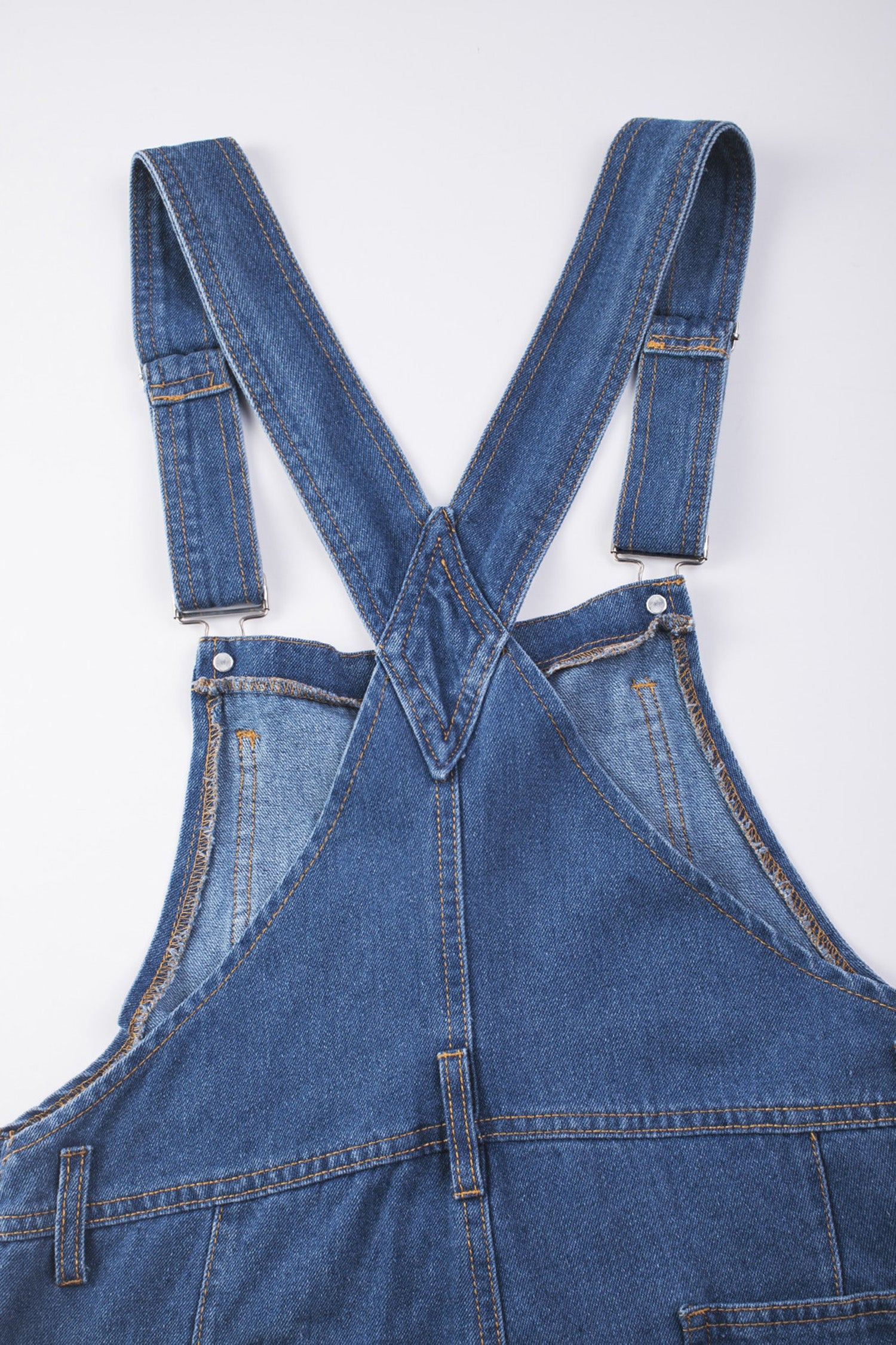 Dark Blue Retro Bib Pocket Buckle Straps Casual Denim Jumpsuit-Bottoms/Jumpsuits & Rompers-[Adult]-[Female]-2022 Online Blue Zone Planet