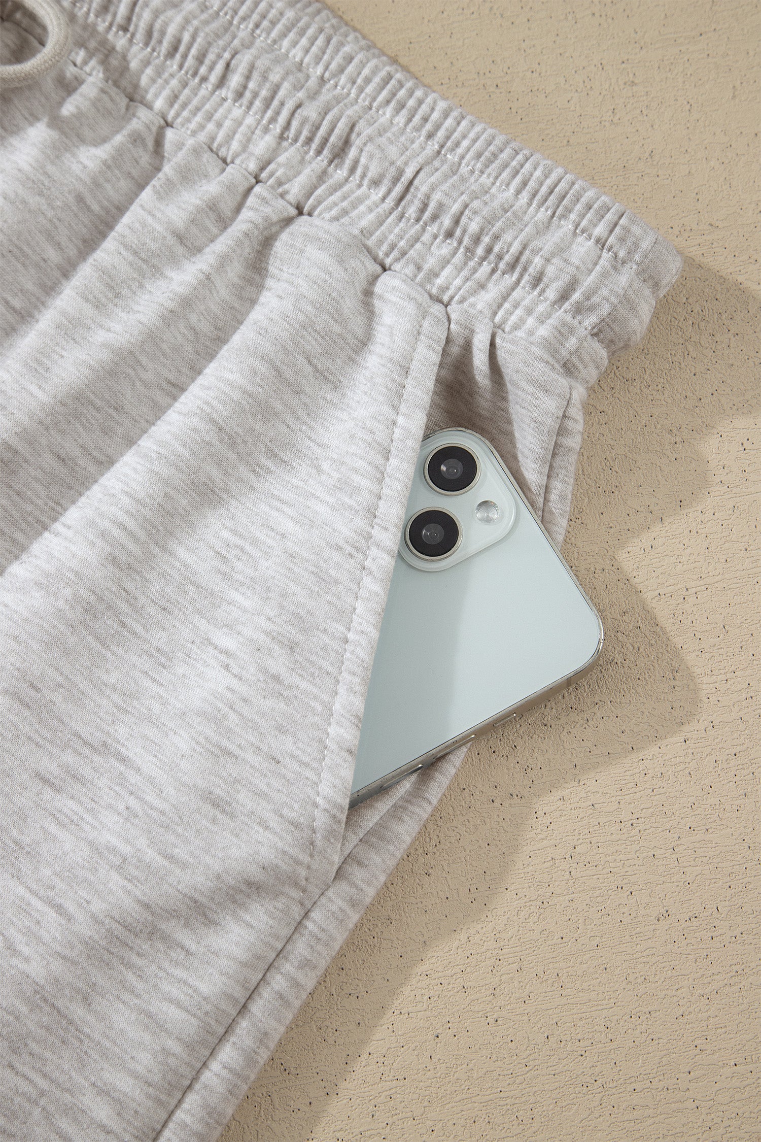 Light Grey Plus Size Solid V-Neck Short Sleeve Elastic Waist Two-Piece Set-Plus Size/Plus Size Loungewear-[Adult]-[Female]-2022 Online Blue Zone Planet