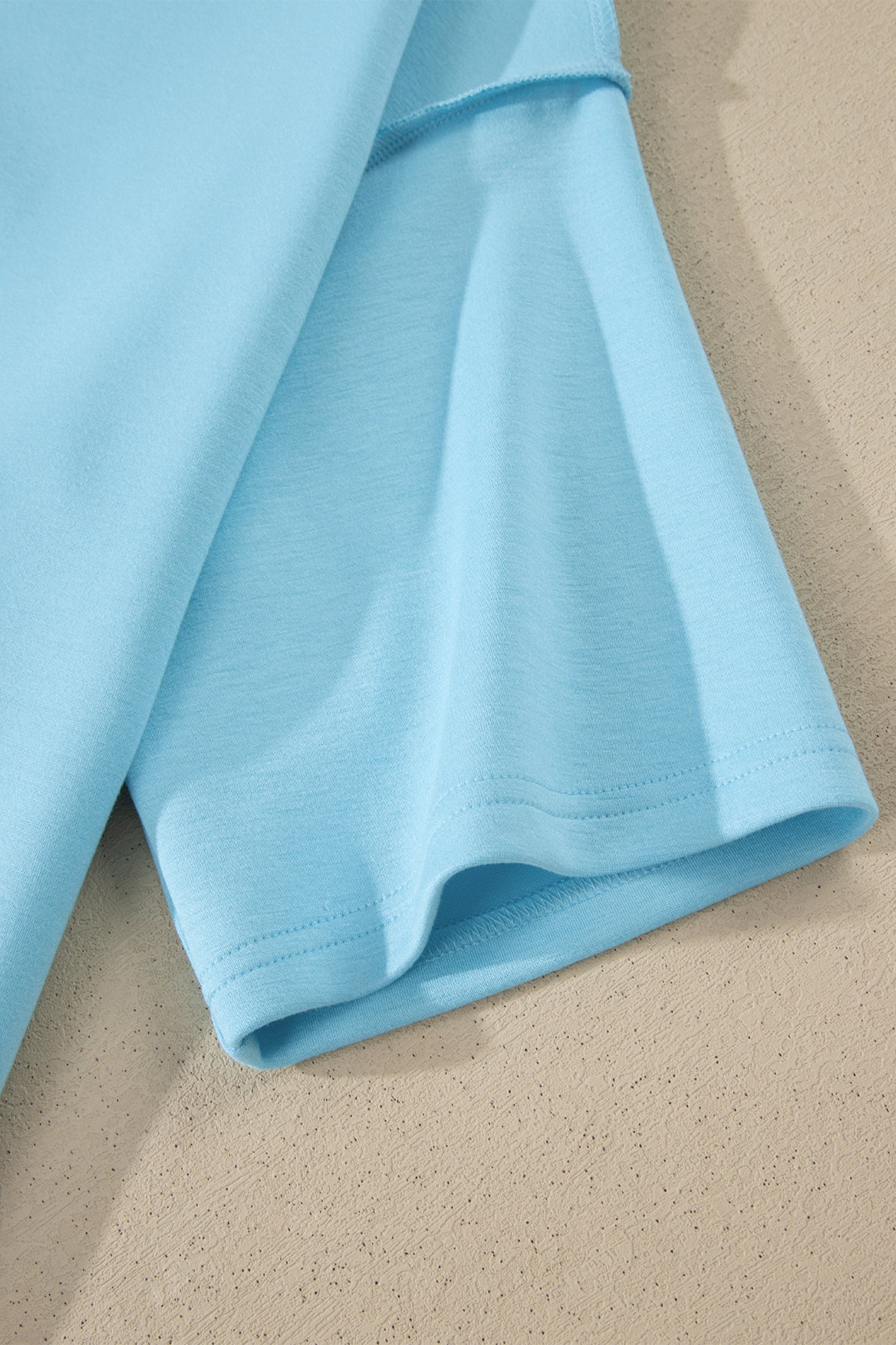 Light Pink Solid Color Exposed Seam Mock Neck Oversize Tee Casual Shorts 2pcs Outfit-Two Piece Sets/Short Sets-[Adult]-[Female]-2022 Online Blue Zone Planet