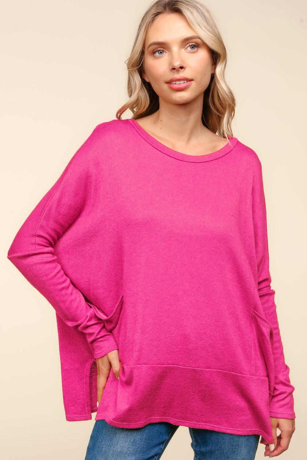 Haptics Dolman Long Sleeve Oversized Knit Top with Pockets-TOPS / DRESSES-[Adult]-[Female]-2022 Online Blue Zone Planet