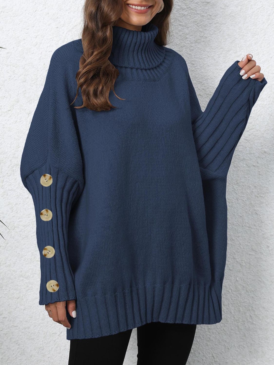 Turtleneck Long Sleeve Sweater-TOPS / DRESSES-[Adult]-[Female]-2022 Online Blue Zone Planet