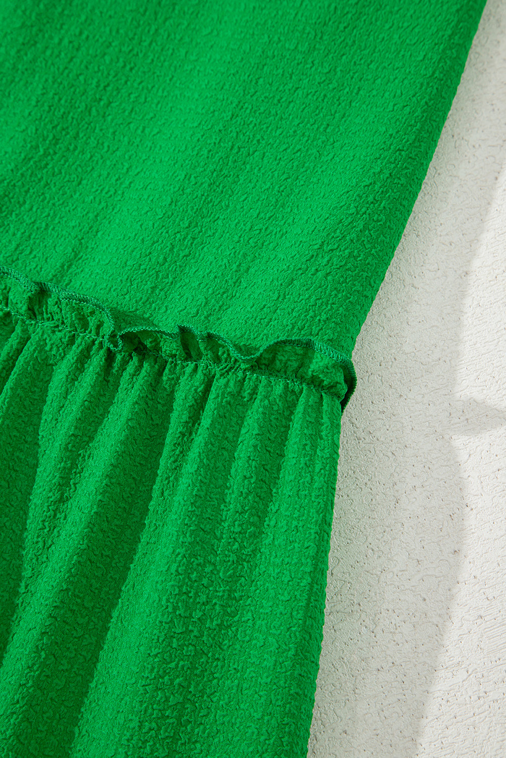 Green Ruffled Flutter Sleeve Square Neck Textured Tiered Maxi Dress-TOPS / DRESSES-[Adult]-[Female]-2022 Online Blue Zone Planet