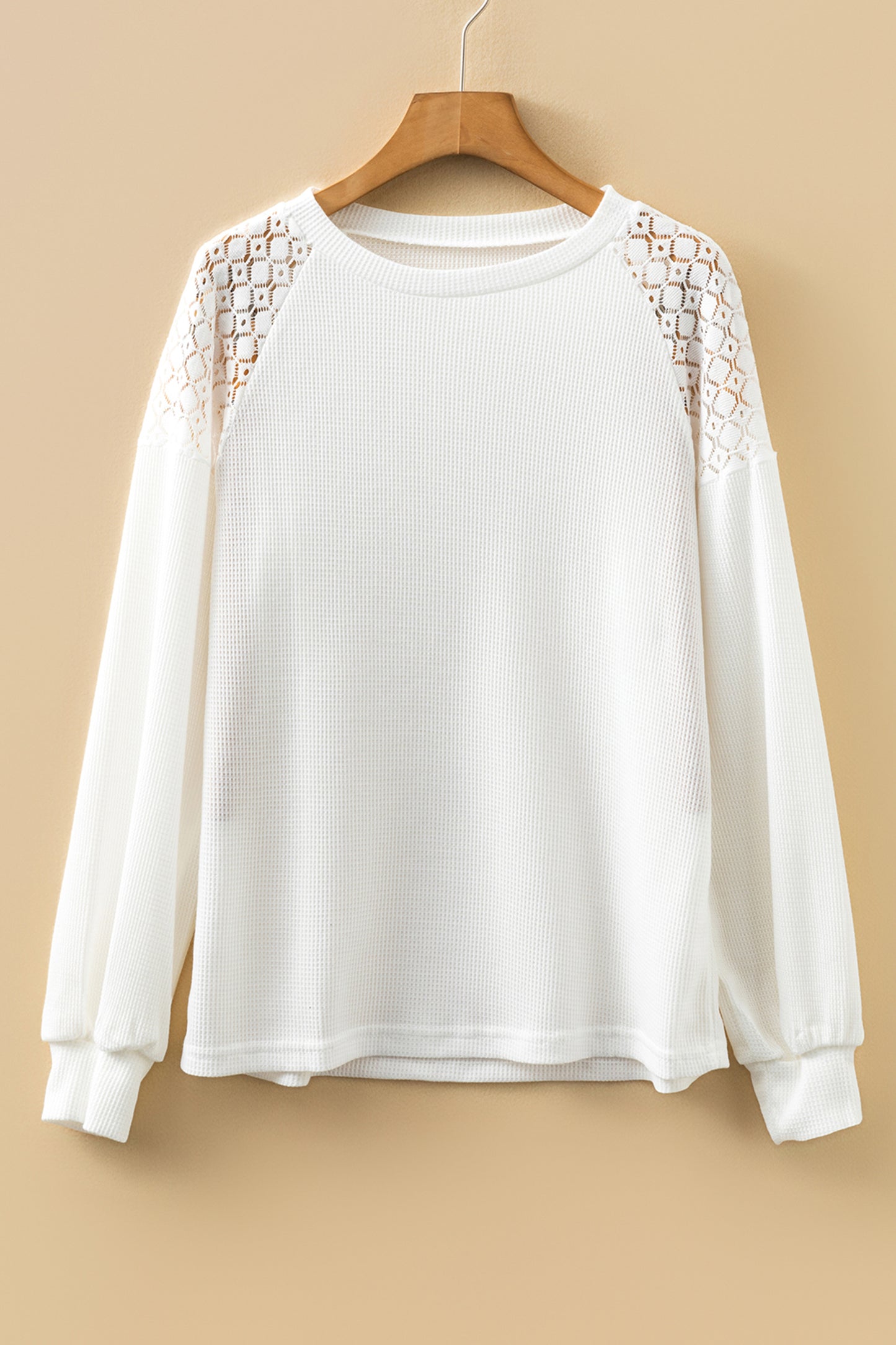 Chestnut Lace Long Sleeve Textured Pullover-Tops/Long Sleeve Tops-[Adult]-[Female]-2022 Online Blue Zone Planet