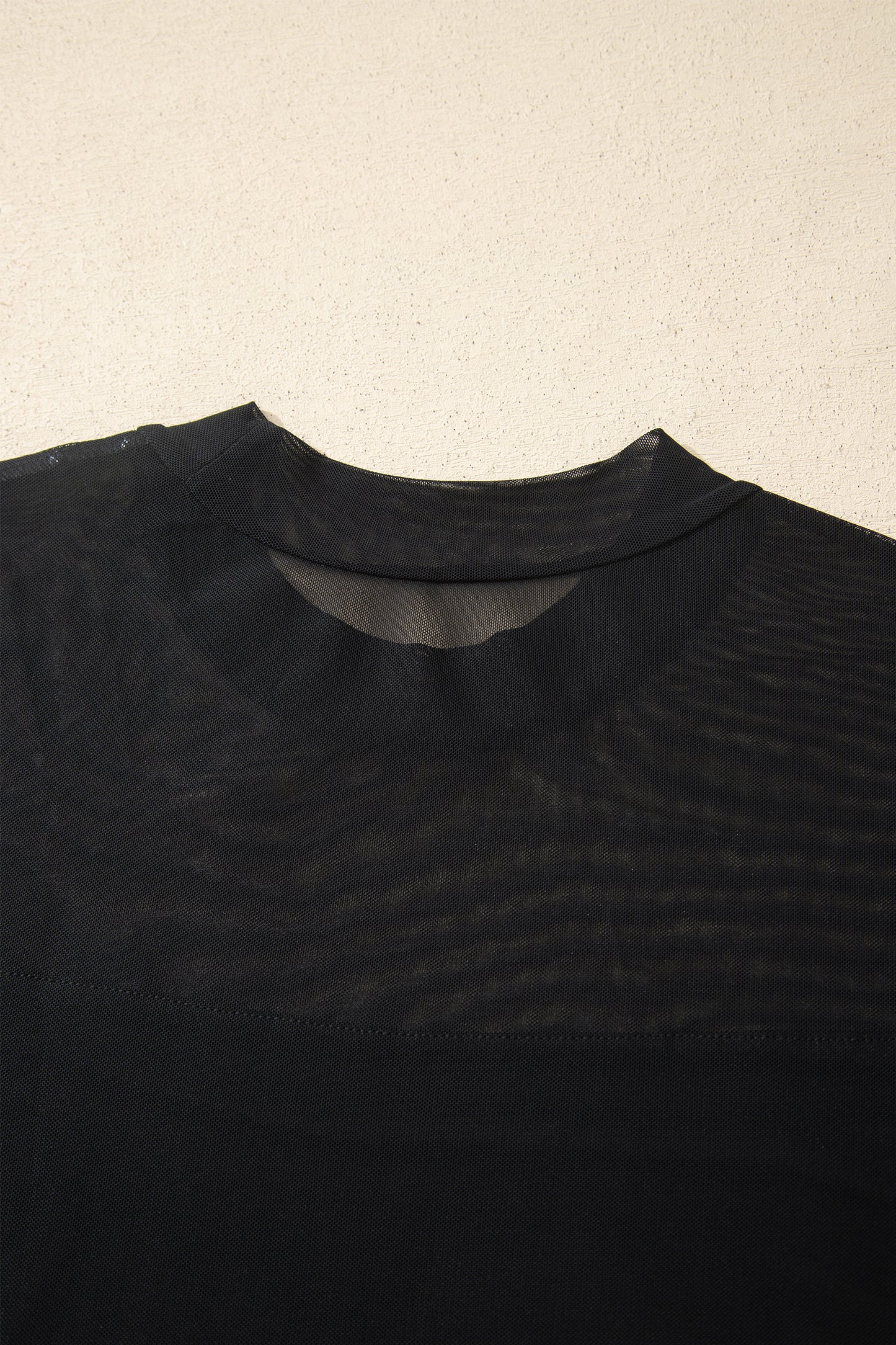 Black Plus Size Sheer Mesh Panel Short Sleeve Top-Plus Size/Plus Size Tops/Plus Size Tops & Tees-[Adult]-[Female]-2022 Online Blue Zone Planet