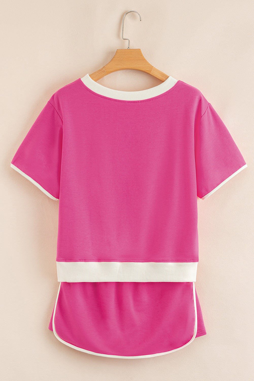 Black Colorblock Edge Drop Shoulder T Shirt and Skort 2Pcs Set-Two Piece Sets/Two Piece Dresses-[Adult]-[Female]-2022 Online Blue Zone Planet