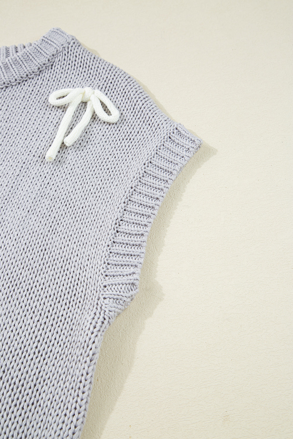 Light Grey Bowknot Applique Cap Sleeve Sweater-TOPS / DRESSES-[Adult]-[Female]-2022 Online Blue Zone Planet