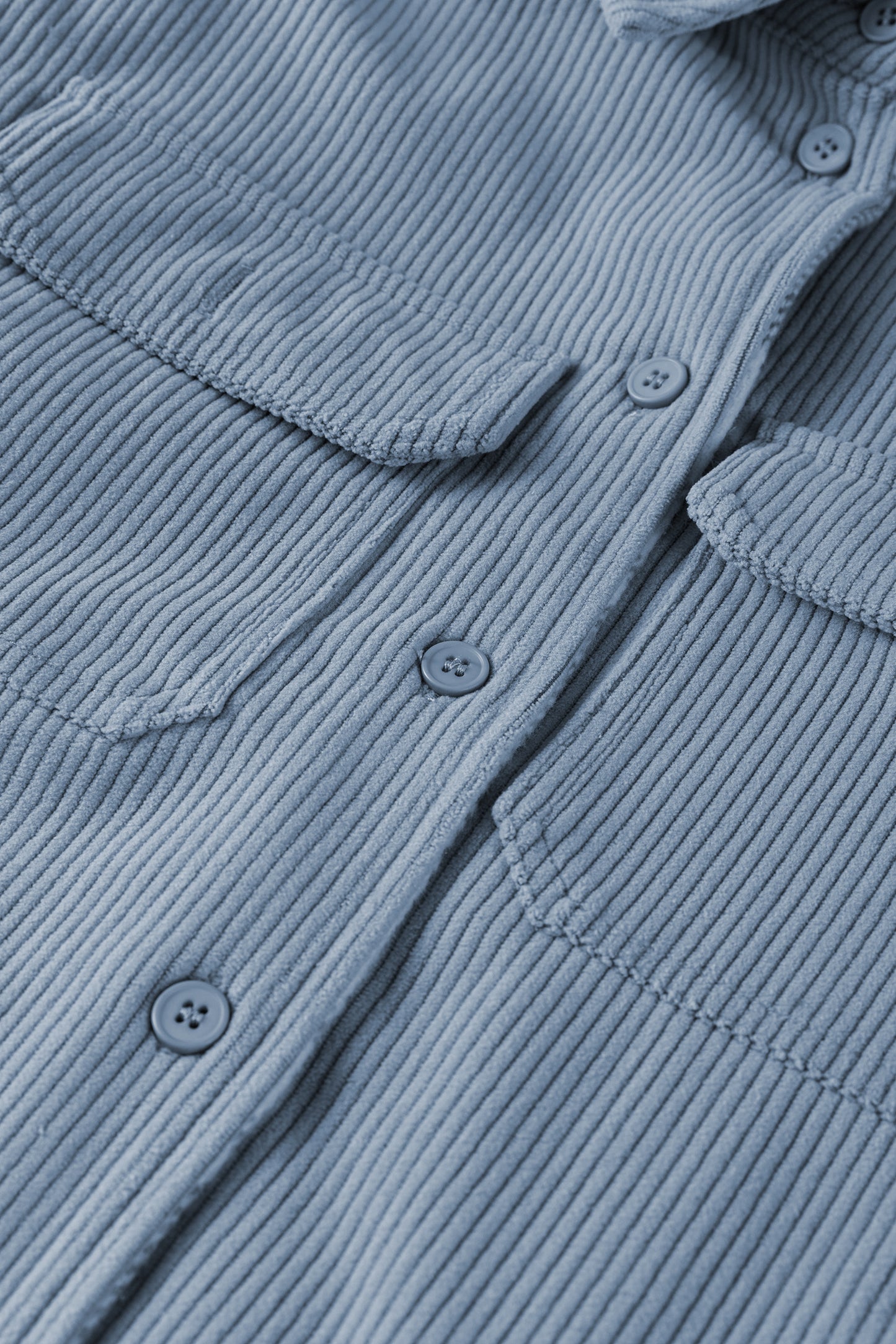 Stone Blue Plaid Corduroy Reversible Button Up Shacket-Outerwear/Plaid Shackets-[Adult]-[Female]-2022 Online Blue Zone Planet