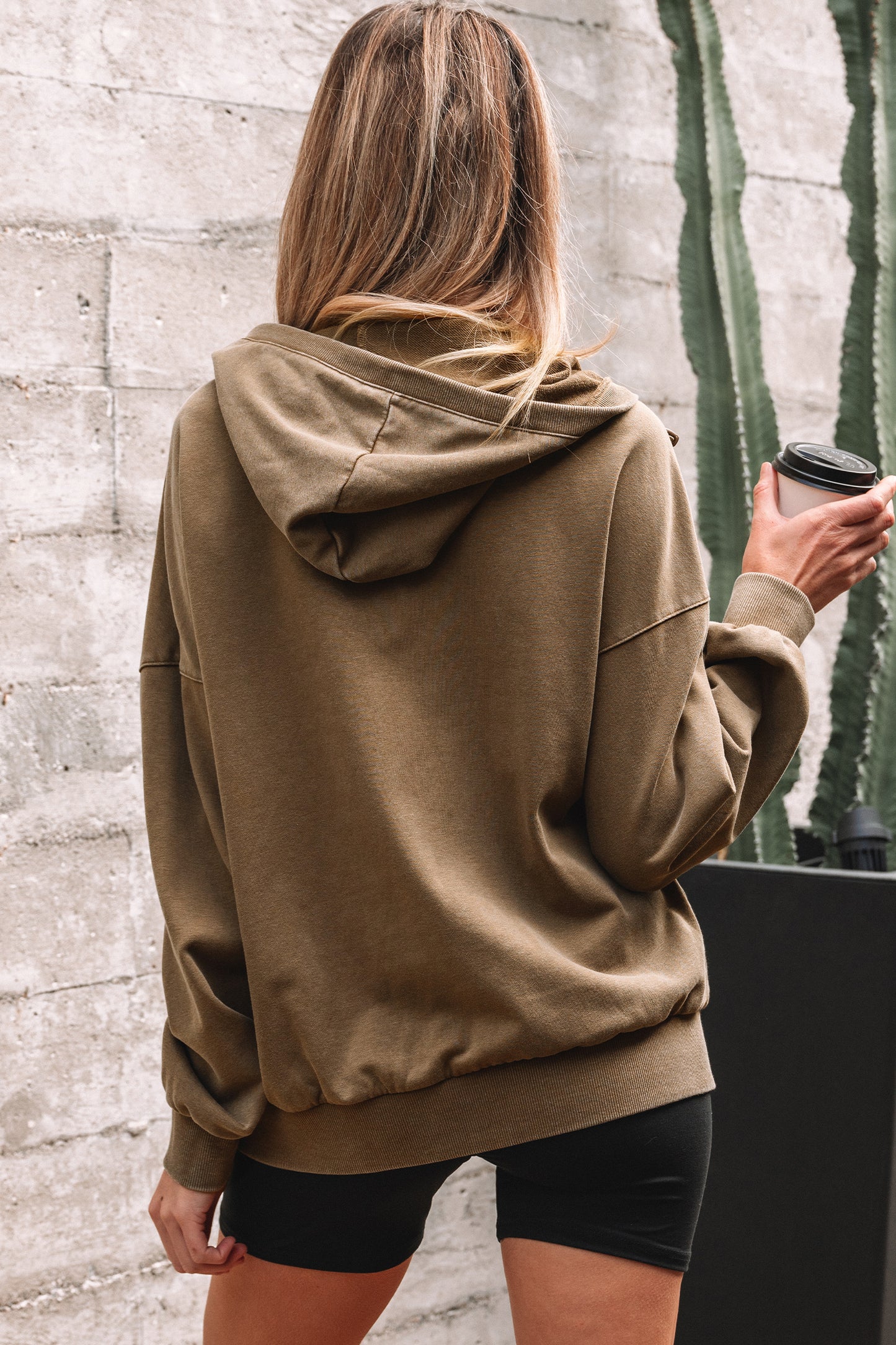 Elmwood Half Zip Kangaroo Pocket Mineral Wash Baggy Hoodie-Tops / Dresses-[Adult]-[Female]-2022 Online Blue Zone Planet