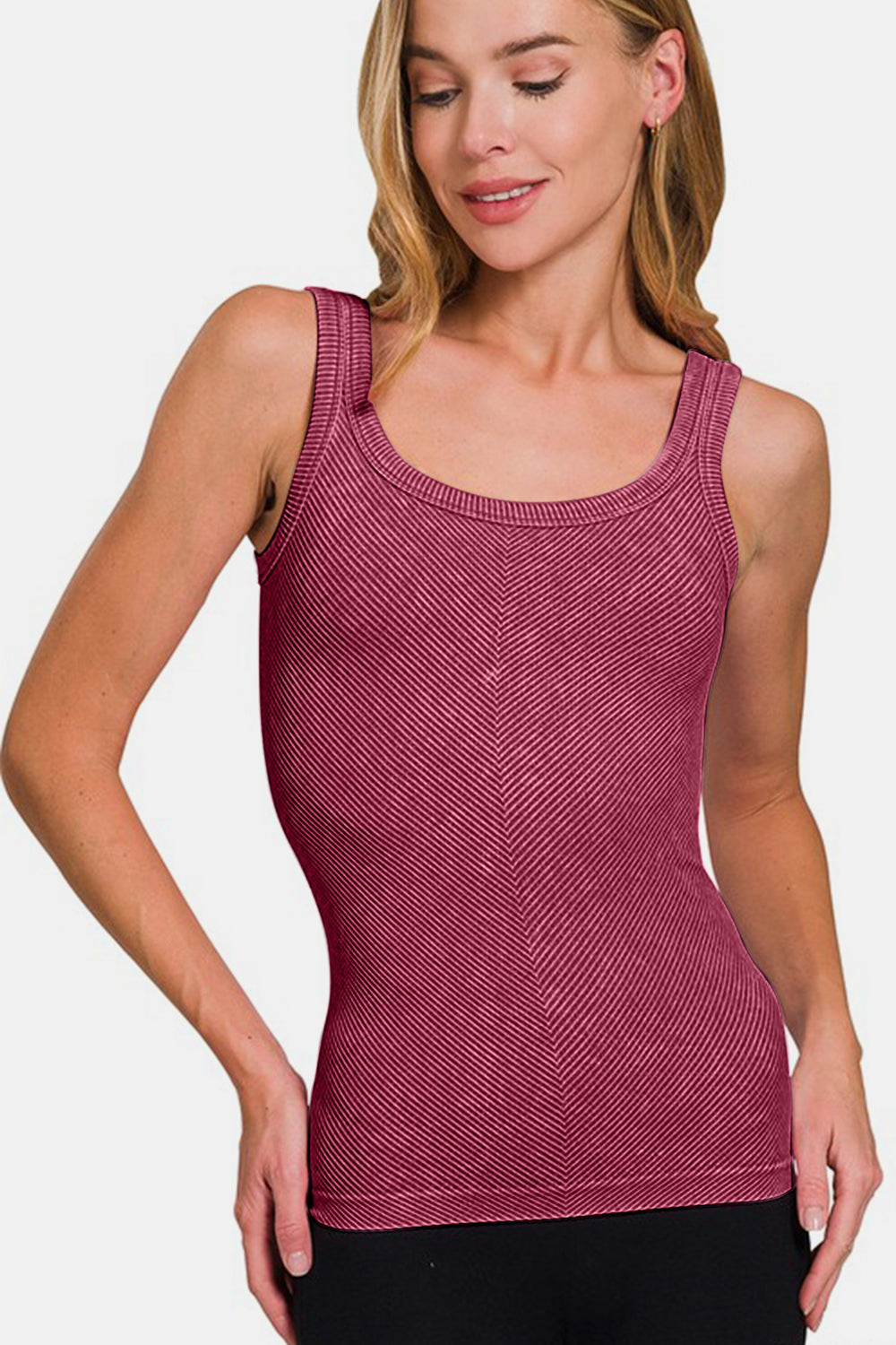 Zenana Ribbed Scoop Neck Tank-TOPS / DRESSES-[Adult]-[Female]-2022 Online Blue Zone Planet