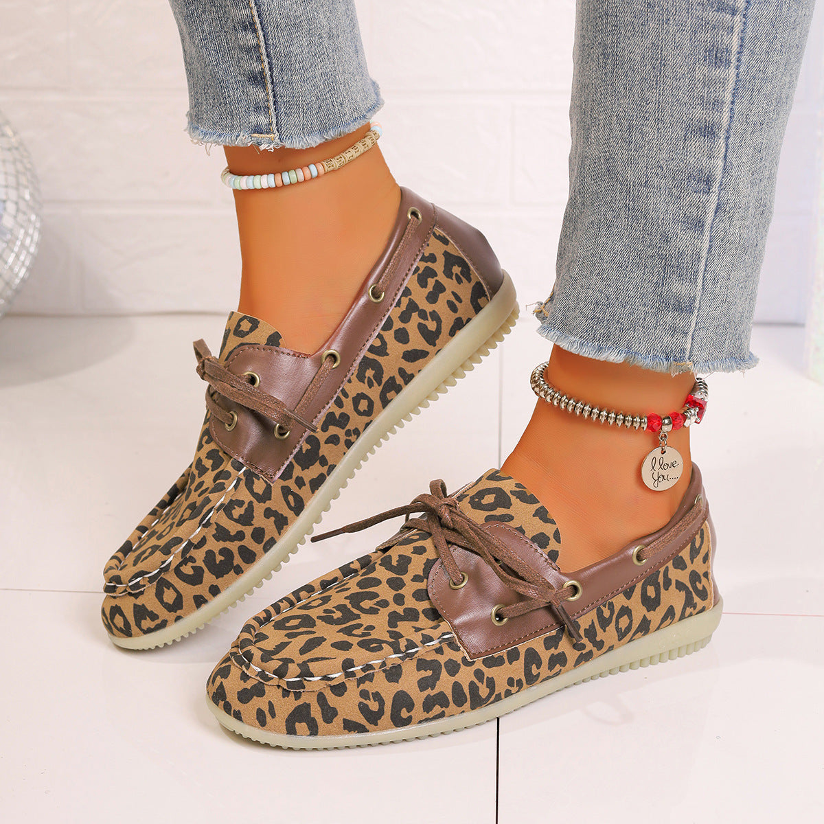 Lace Up Leopard Slip-Ons-BOOTS-[Adult]-[Female]-2022 Online Blue Zone Planet