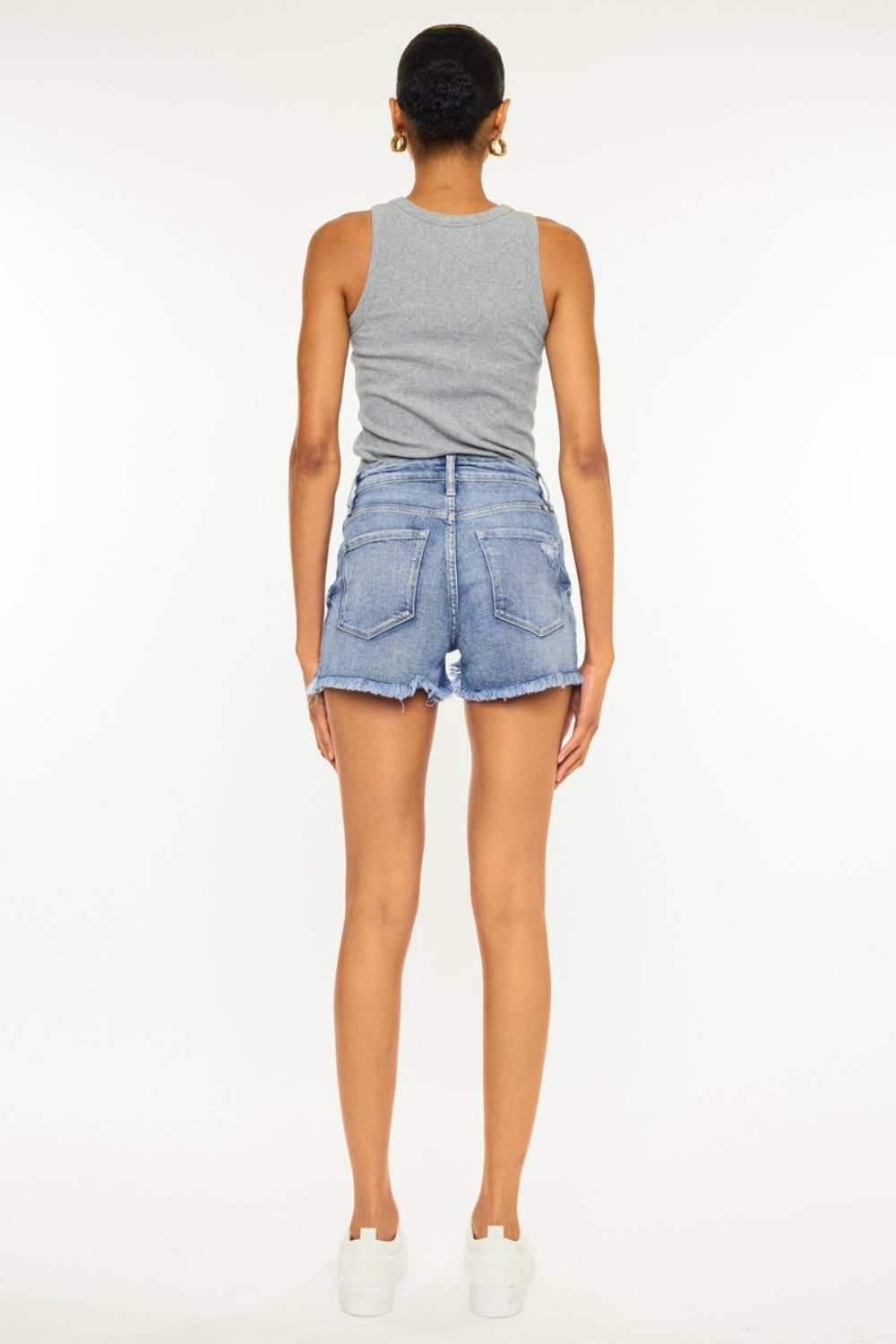 Kancan Distressed Raw Hem Denim Shorts-BOTTOMS SIZES SMALL MEDIUM LARGE-[Adult]-[Female]-2022 Online Blue Zone Planet