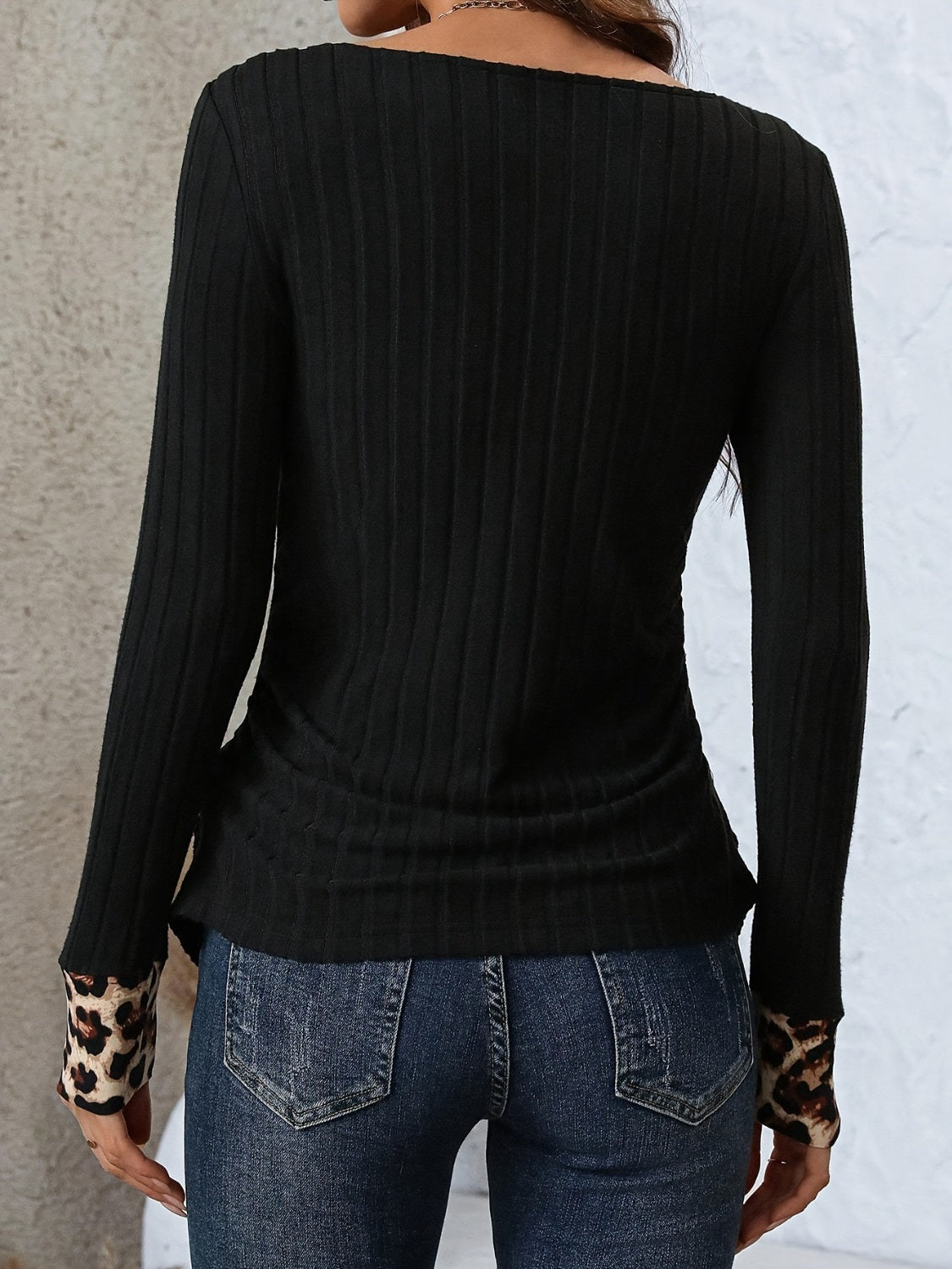 Leopard Boat Neck Long Sleeve T-Shirt-TOPS / DRESSES-[Adult]-[Female]-2022 Online Blue Zone Planet