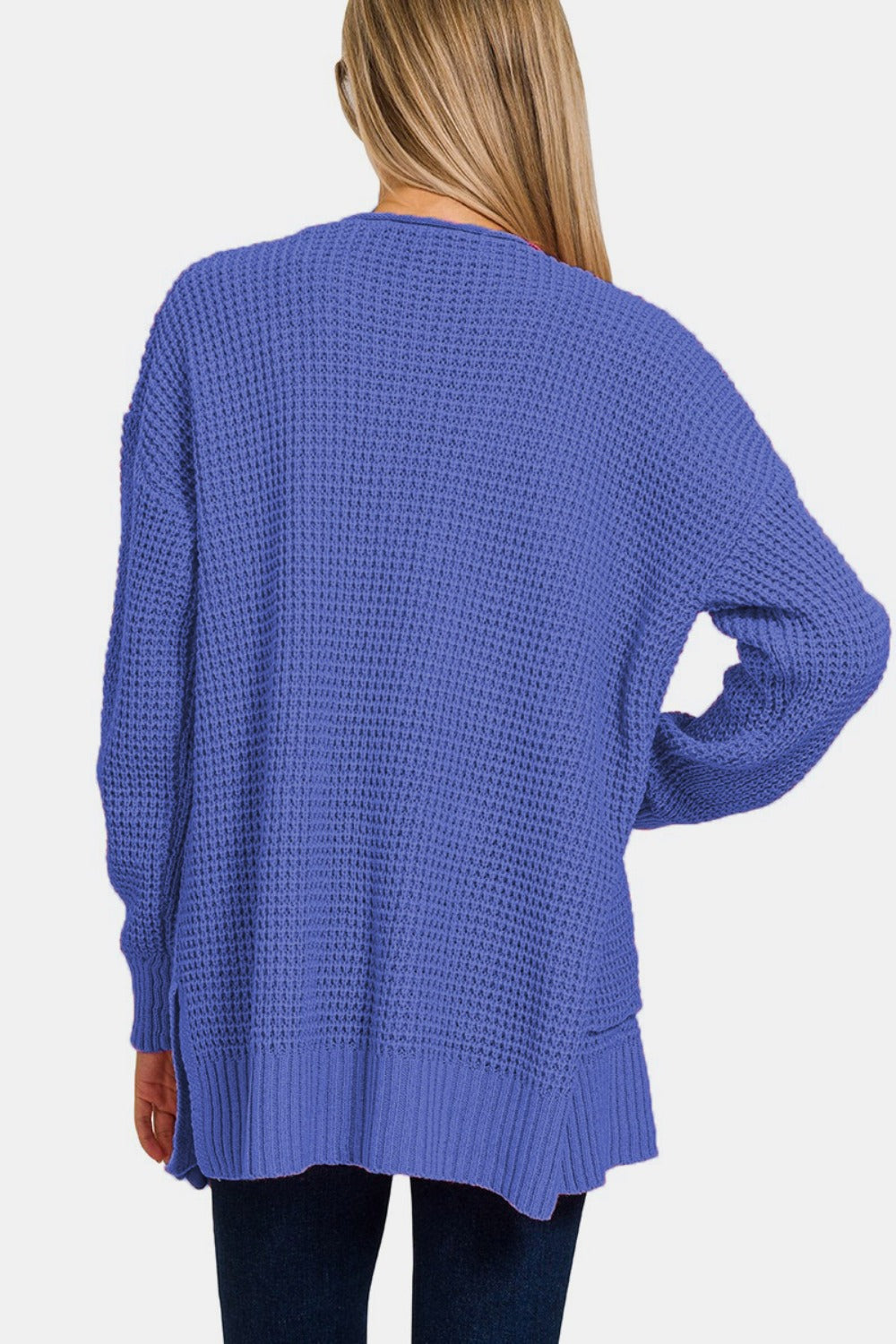 Zenana Waffle Open Front Sweater Cardigan-TOPS / DRESSES-[Adult]-[Female]-2022 Online Blue Zone Planet