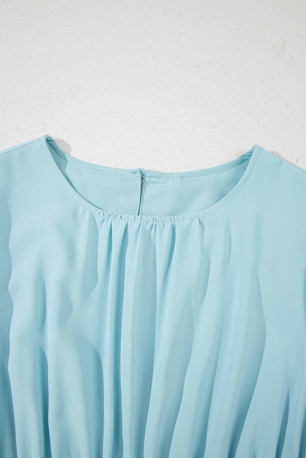 Light Blue Puff Sleeve Pleated High Waist Flowy Long Dress-Dresses/Maxi Dresses-[Adult]-[Female]-2022 Online Blue Zone Planet