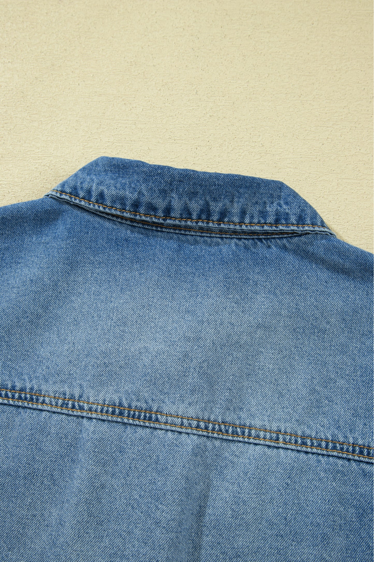 Blue Ruffle Hem Raw Edge Half Sleeve Western Denim Jacket-Outerwear/Denim jackets-[Adult]-[Female]-2022 Online Blue Zone Planet