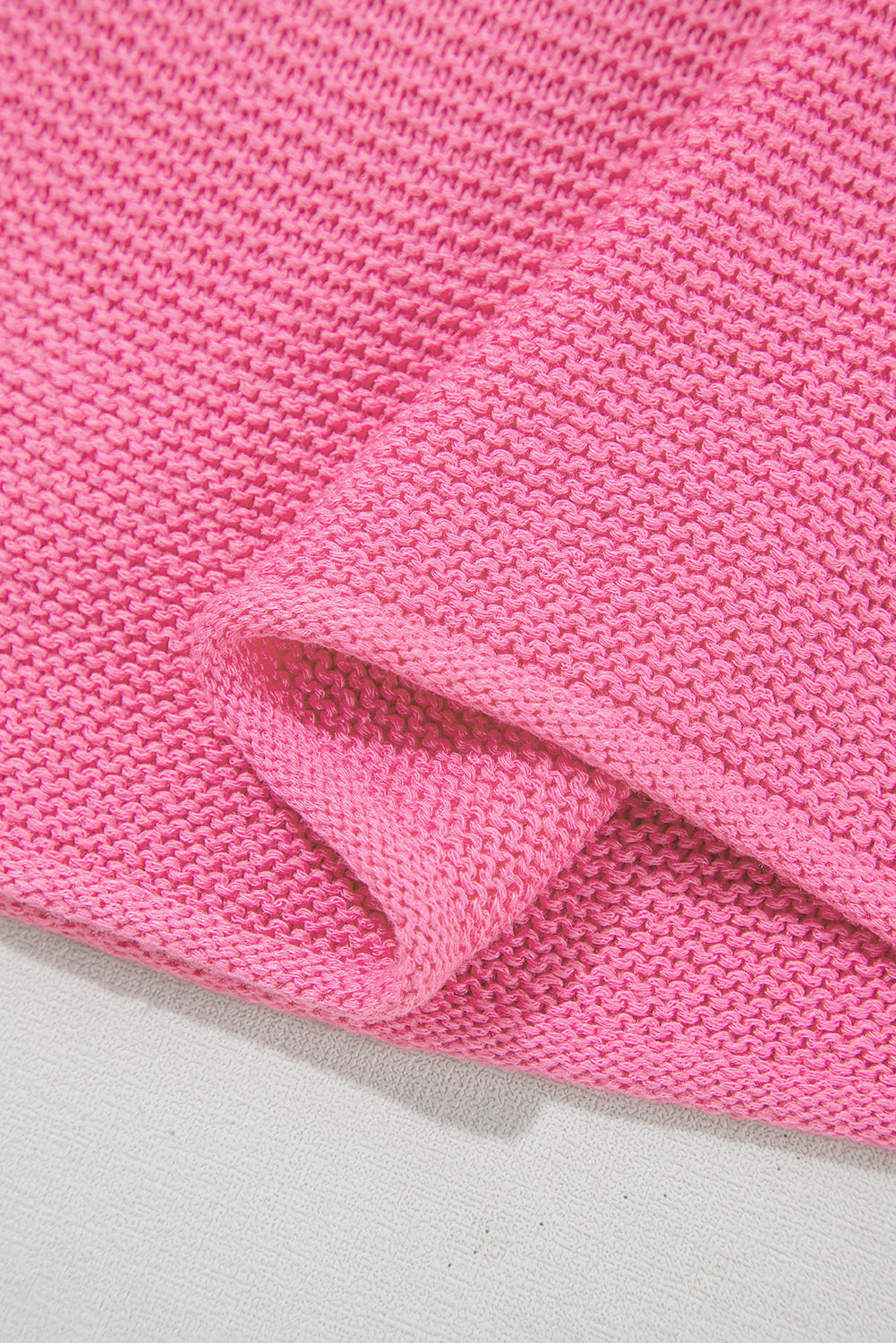 Sachet Pink Solid Color Sweater Tee with Side Slits-Sweaters & Cardigans/Short Sleeve Sweaters-[Adult]-[Female]-2022 Online Blue Zone Planet