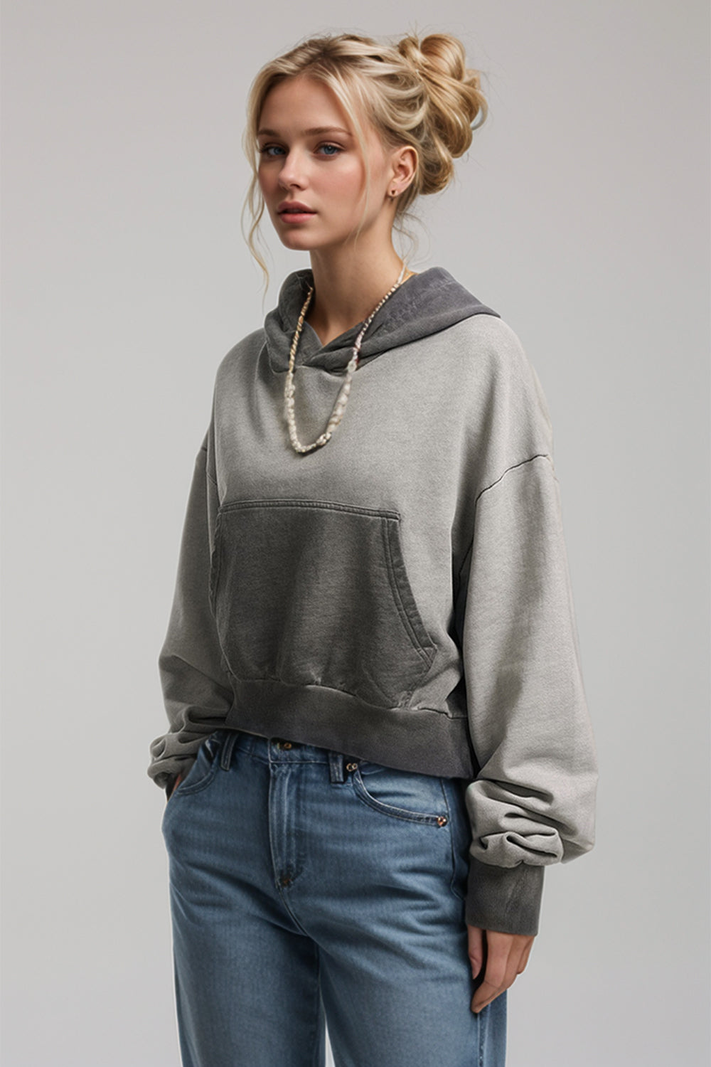 Basic Bae Kangaroo Pocket Long Sleeve Cropped Hoodie-TOPS / DRESSES-[Adult]-[Female]-2022 Online Blue Zone Planet