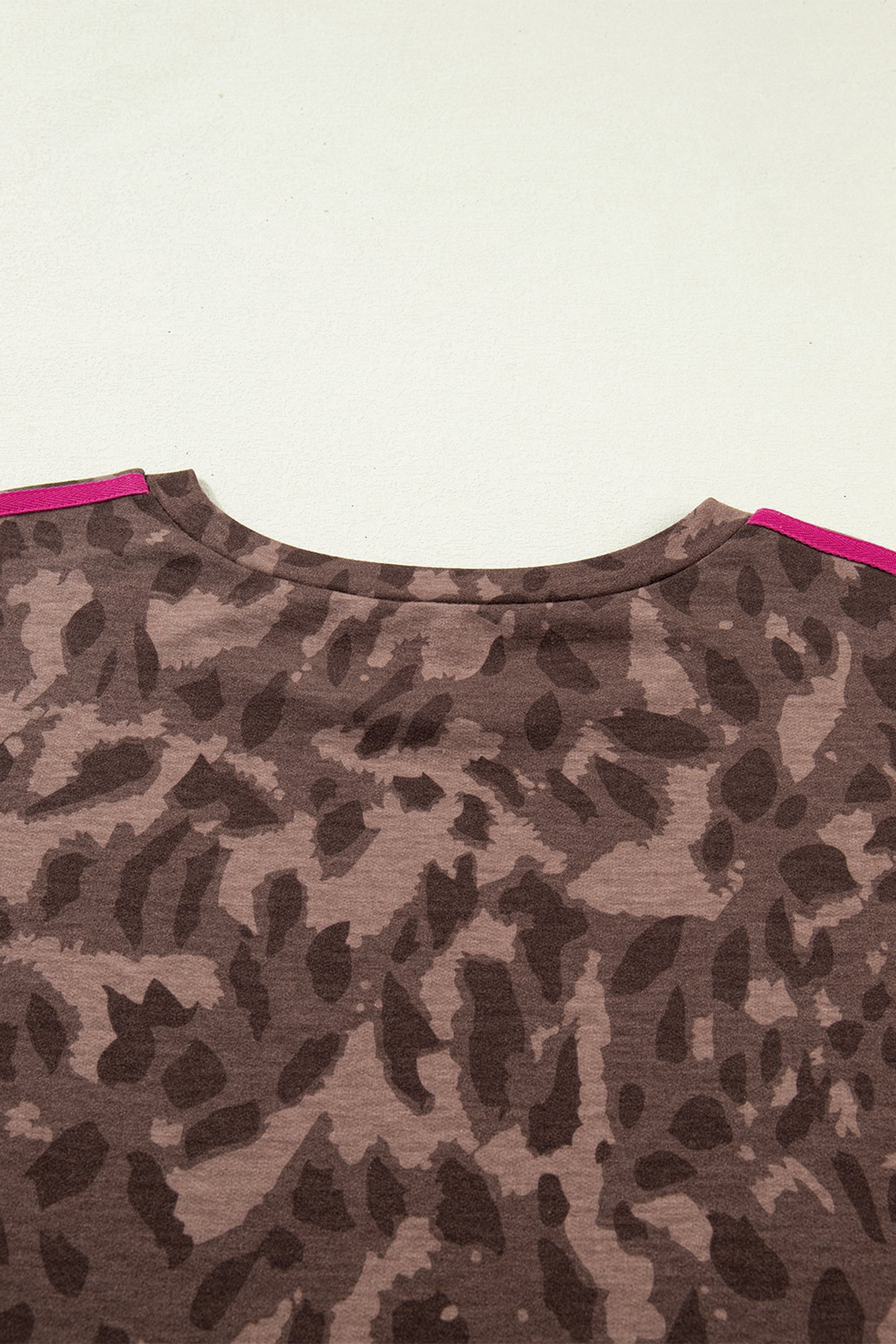 Brown Retro Leopard Print Contrast Varsity Stripe Trim Plus Size 2pcs Short Set-Plus Size/Plus Size Loungewear-[Adult]-[Female]-2022 Online Blue Zone Planet