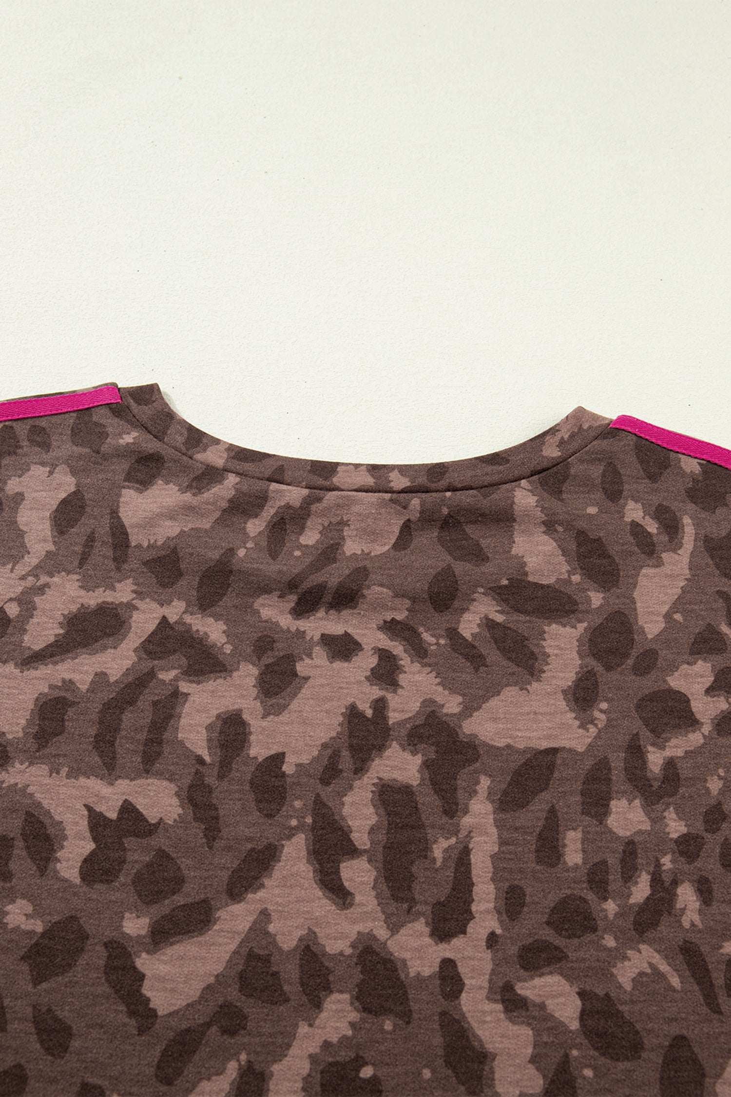 Brown Retro Leopard Print Contrast Varsity Stripe Trim Plus Size 2pcs Short Set-Plus Size/Plus Size Loungewear-[Adult]-[Female]-2022 Online Blue Zone Planet