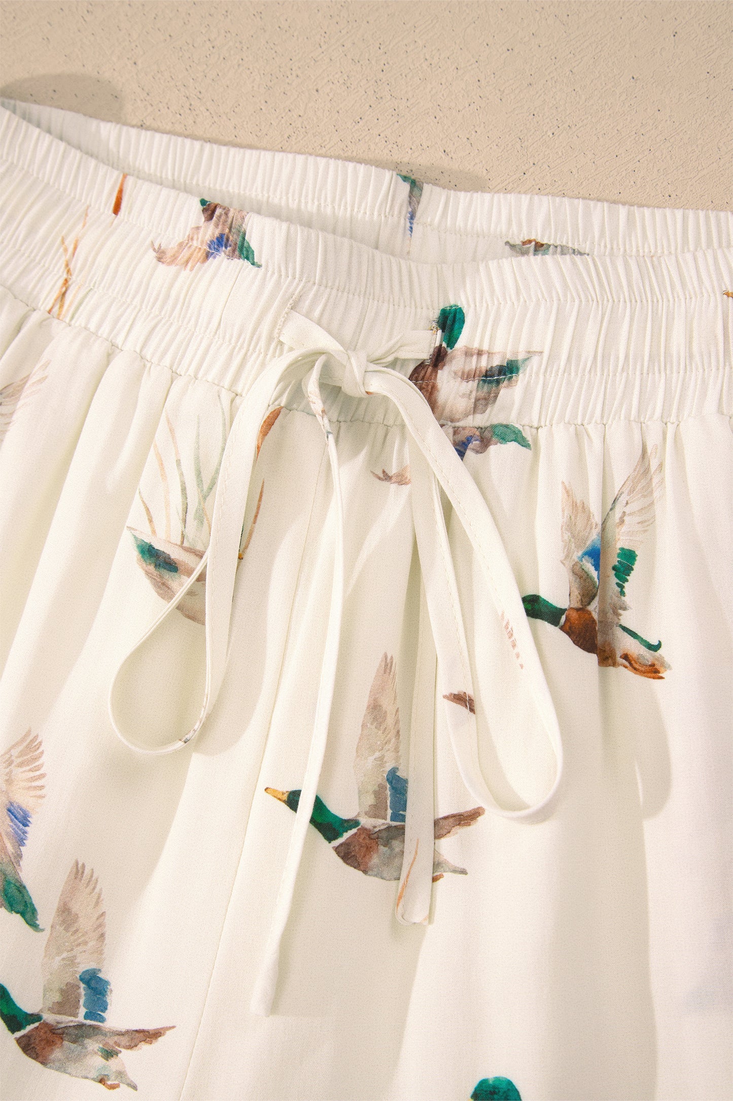 Beige Mallard Print Shirt Style Short Two Piece Set-Two Piece Sets/Short Sets-[Adult]-[Female]-2022 Online Blue Zone Planet