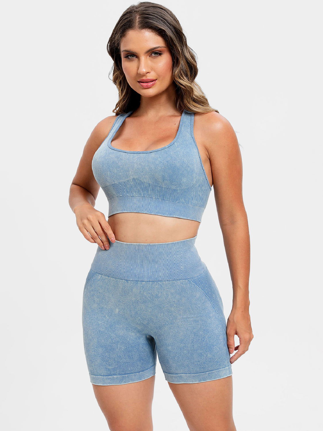 Blue Zone Planet | Scoop Neck Wide Strap Top and Shorts Active Set-TOPS / DRESSES-[Adult]-[Female]-2022 Online Blue Zone Planet