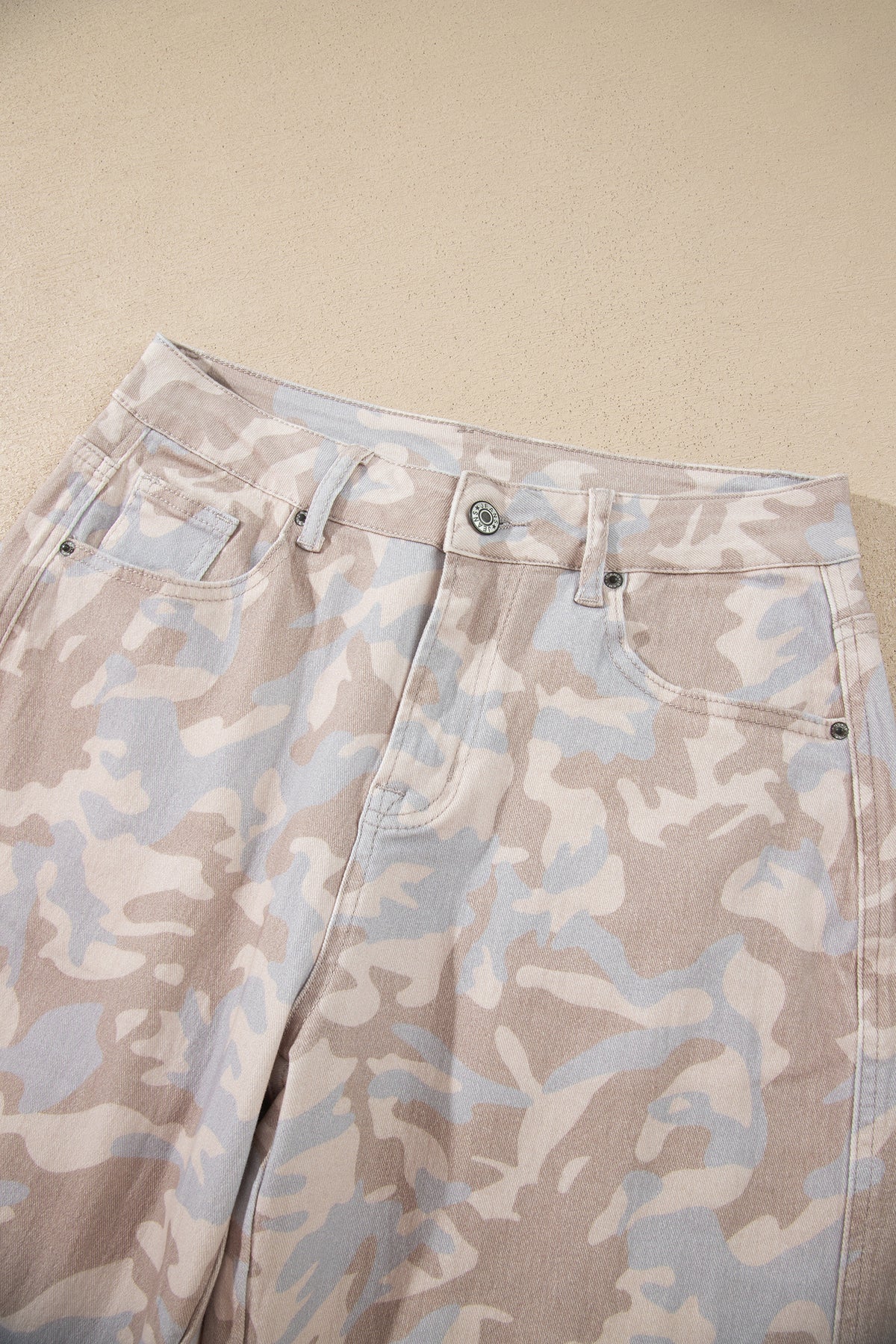 Khaki Camouflage Pattern Pocket Rivet Detail Ankle-Length Harem Fit Jeans-Bottoms/Jeans-[Adult]-[Female]-2022 Online Blue Zone Planet